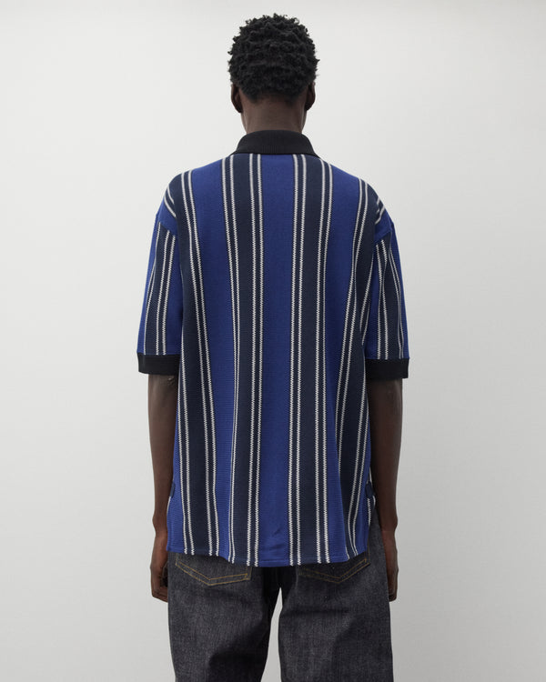 Junya Watanabe Man - Men's Knit Short Sleeve Polo - (Navy/Black)