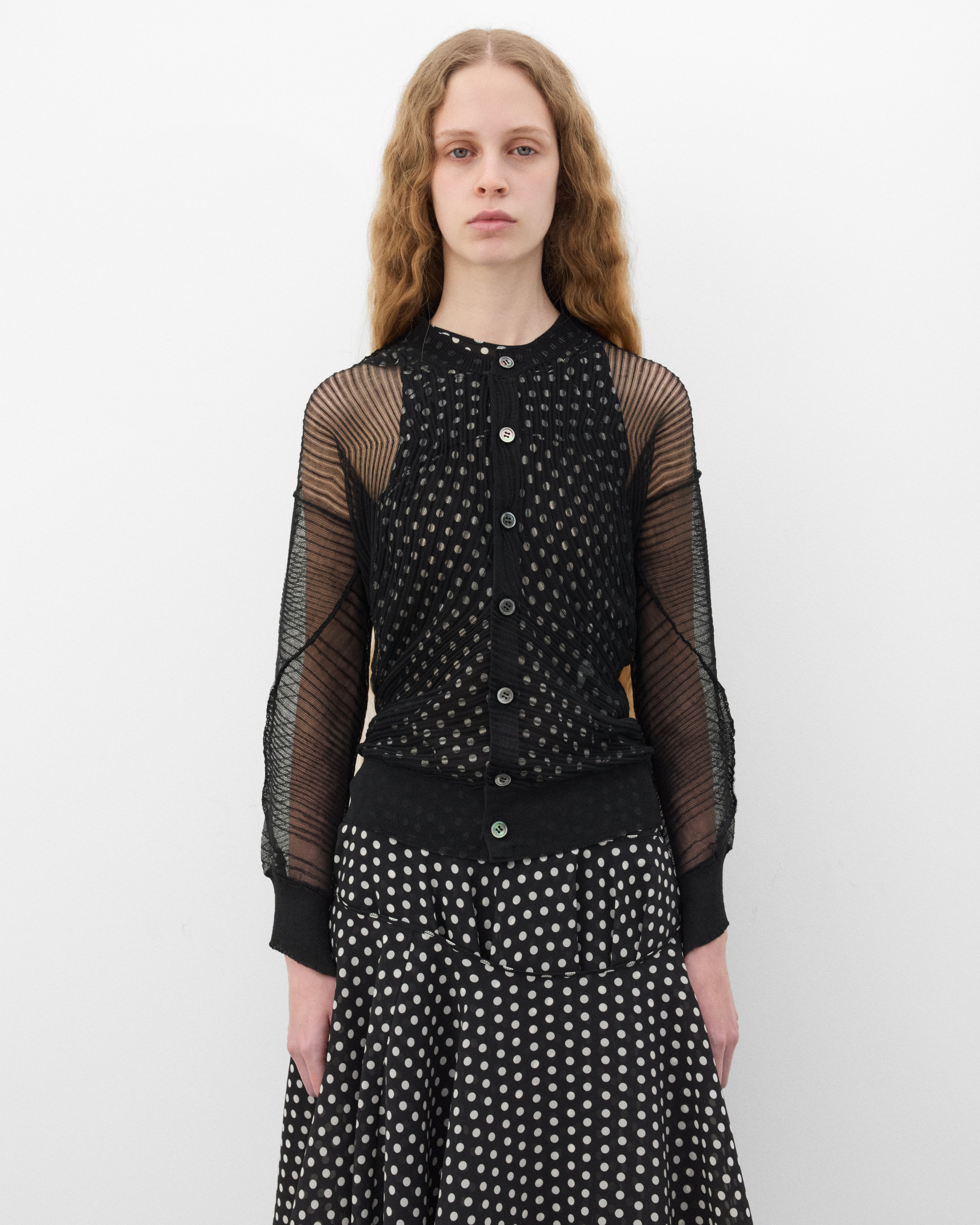 トップス Junya Watanabe CDG Lace Knit Cardigan S Junya Watanabe: Women's Mesh Cardigan (Black) | Dover Street