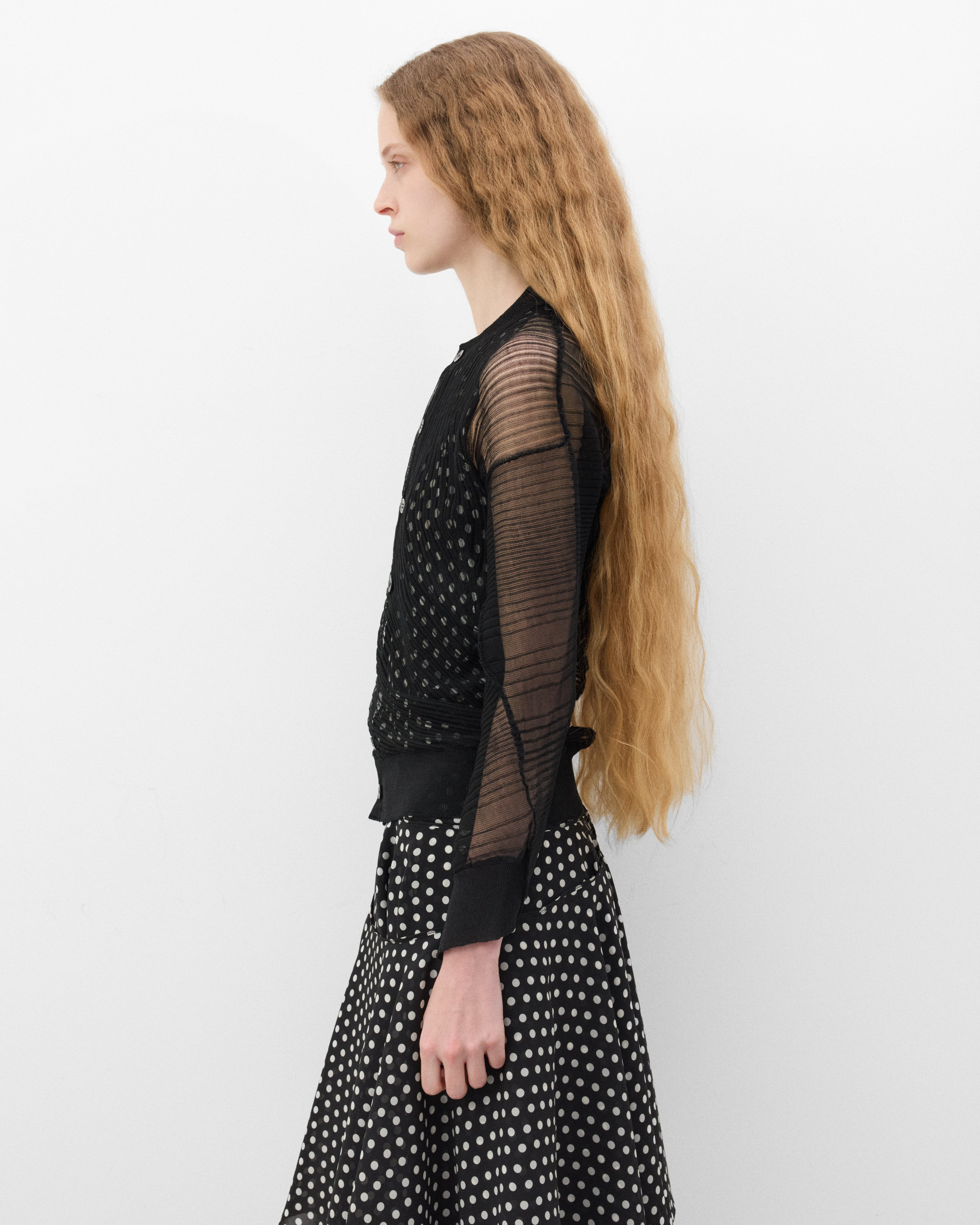 Junya Watanabe: Women's Mesh Cardigan (Black) | Dover Street