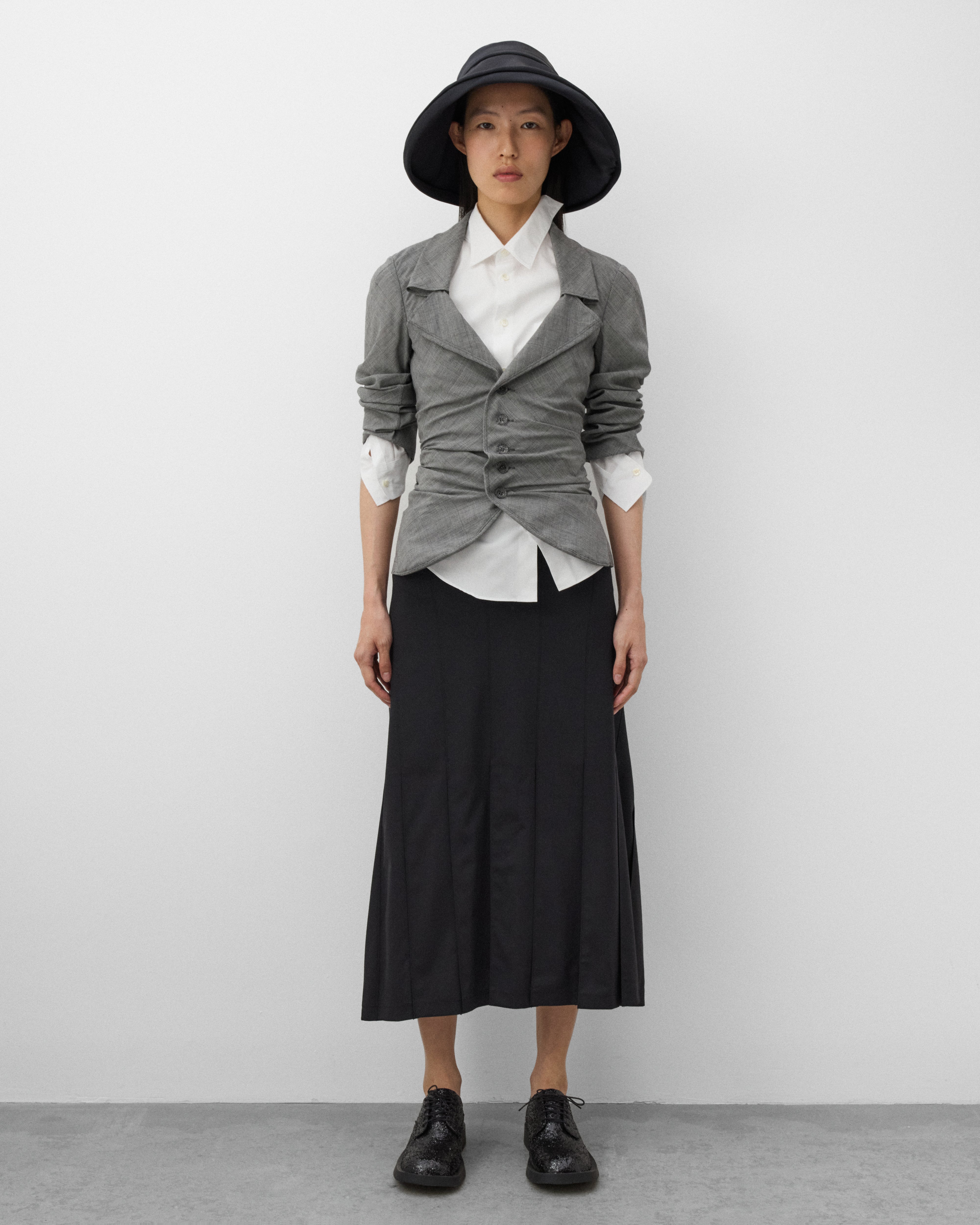 Junya Watanabe: Women's Pleated Skirt (Black) | Dover Street