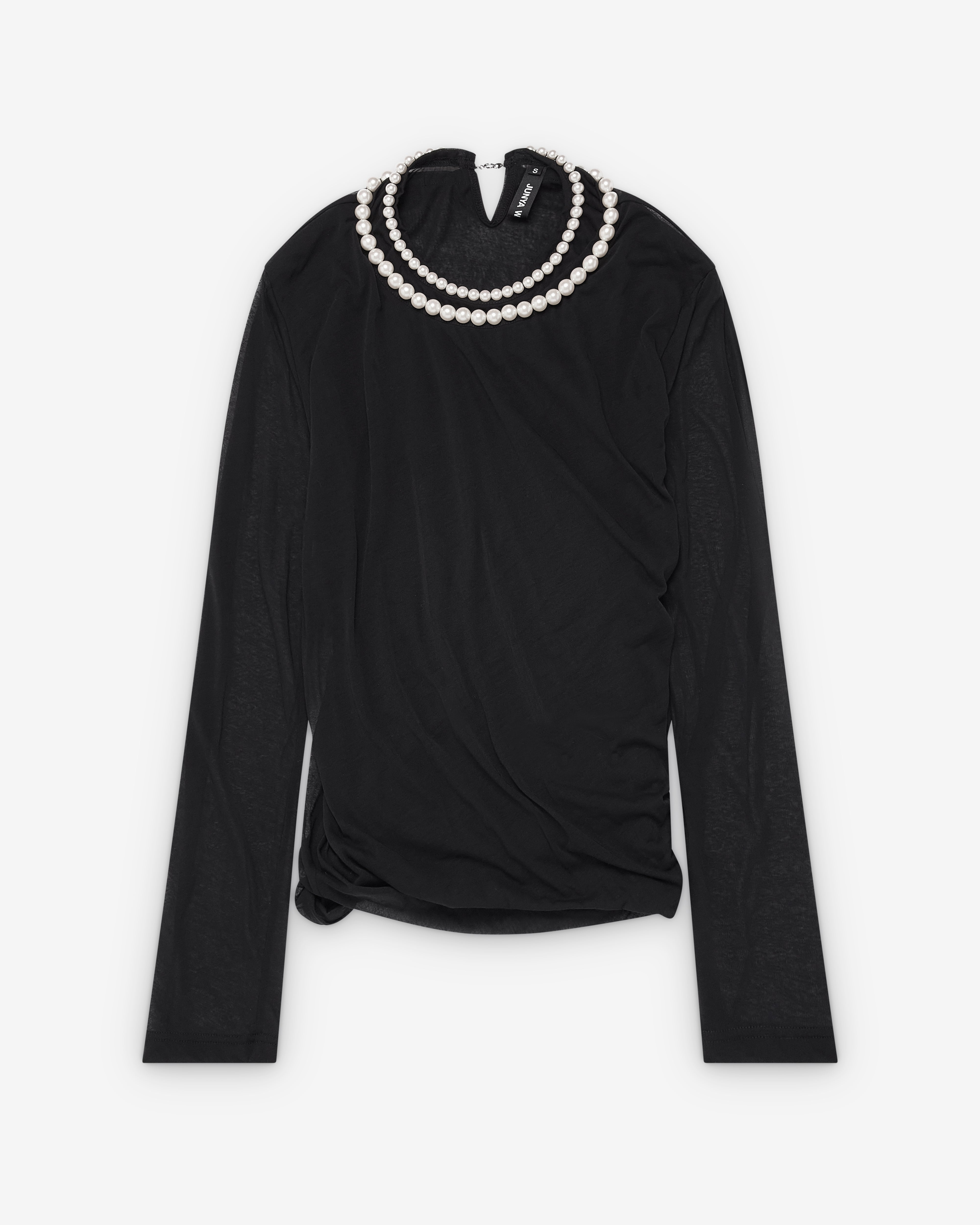 Junya Watanabe: Women's Pearl Neck Top (Black) | Dover Street
