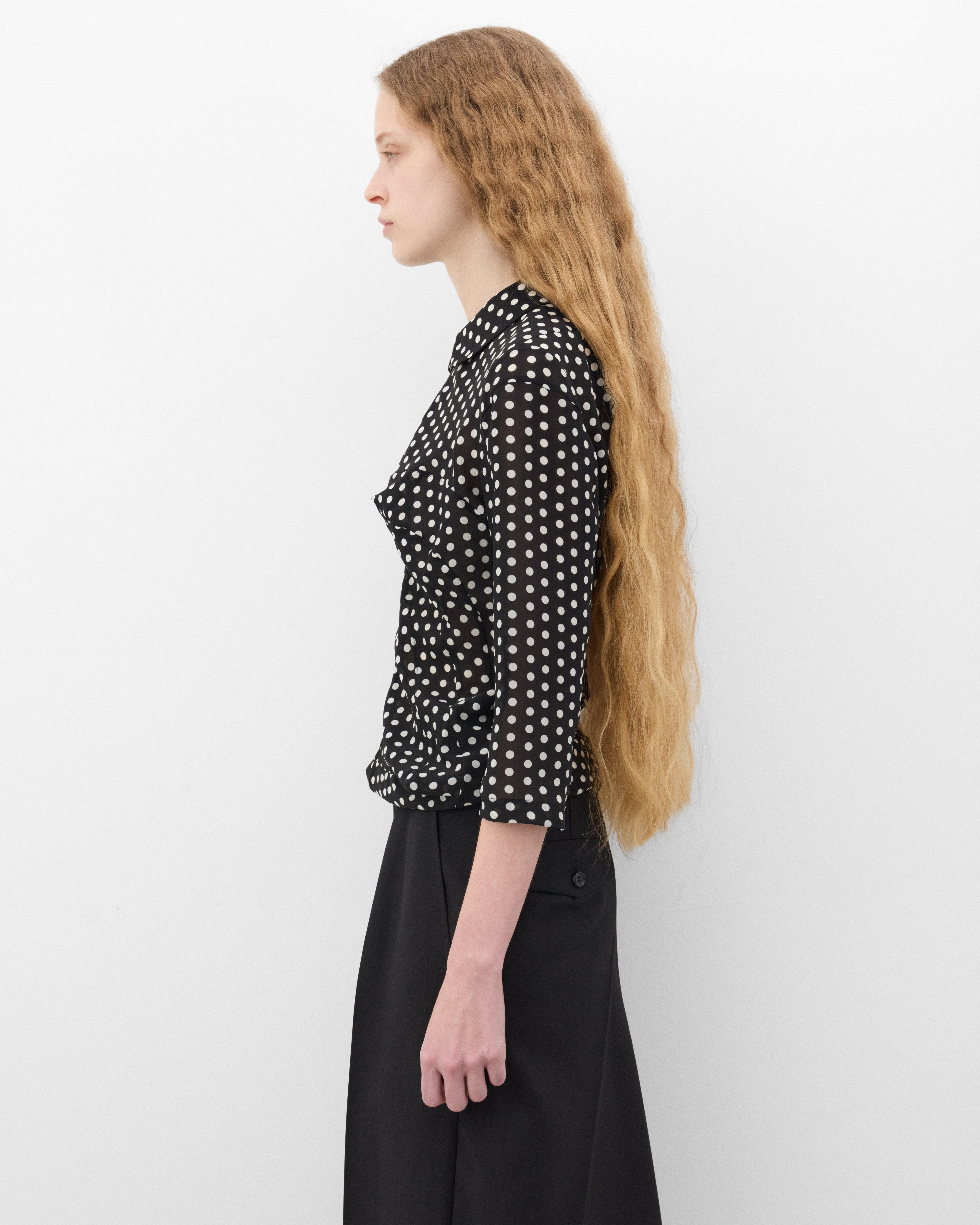 Junya Watanabe: Women's Polka Dot Sheer Shirt (Black/White