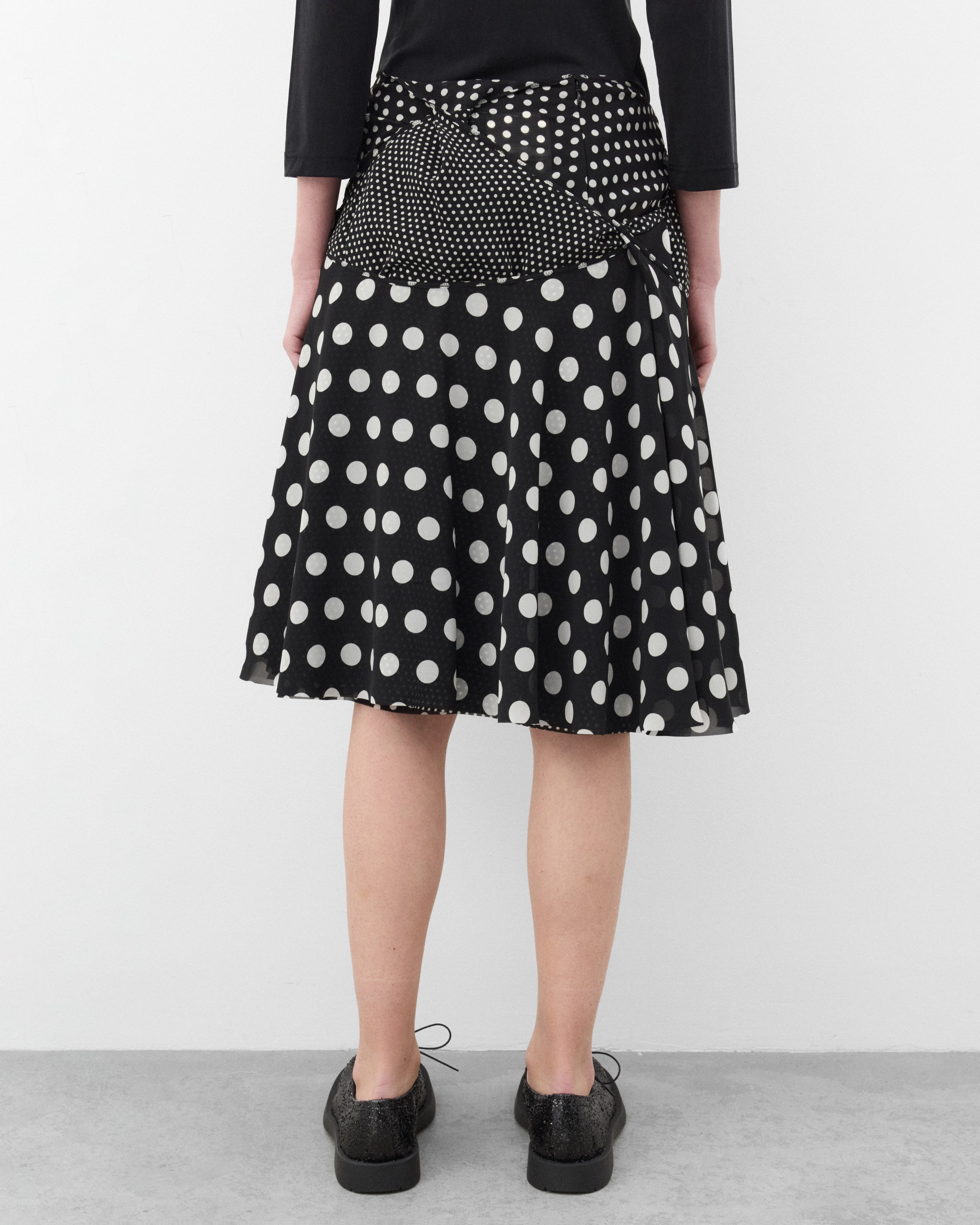 Junya Watanabe: Women's Polka Dot Georgette Skirt (Black/White