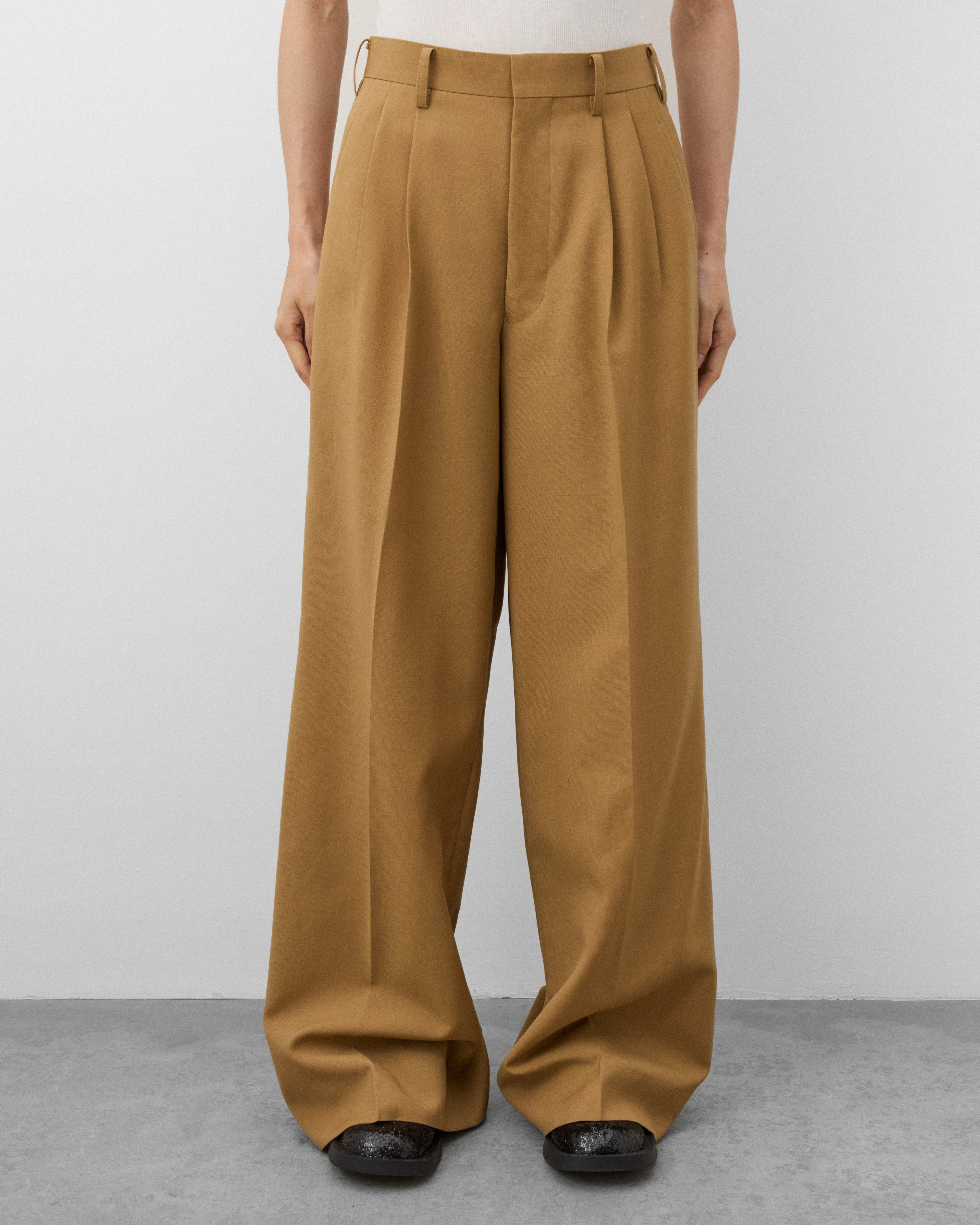 Junya Watanabe: Women's Pleated Trousers (Beige) | Dover Street