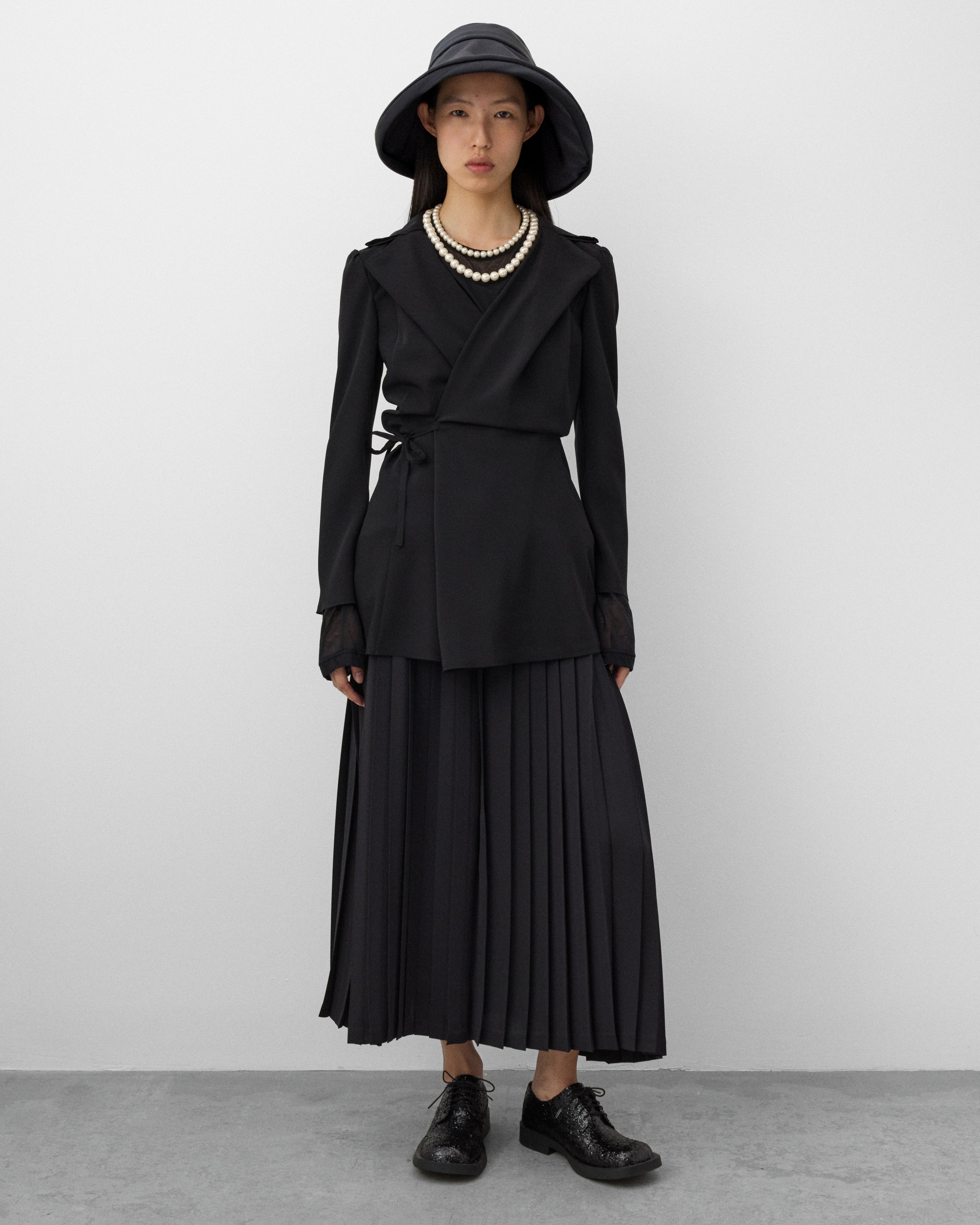 Junya Watanabe: Women's Pearl Neck Top (Black) | Dover Street