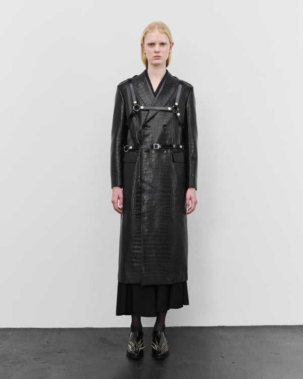 Junya Watanabe - Women Embossed Double Breasted Coat - (Black)