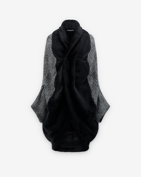 Junya Watanabe - Women's Draped Check & Fur Coat - (Grey/Black)