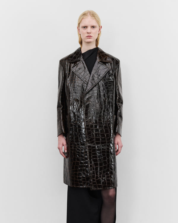 Junya Watanabe - Women's Embossed Double Breasted Coat - (Brown)