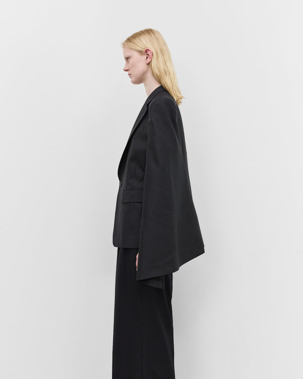 Junya Watanabe - Women's Cut Out Sleeve Blazer - (Charcoal Pin Stripe)