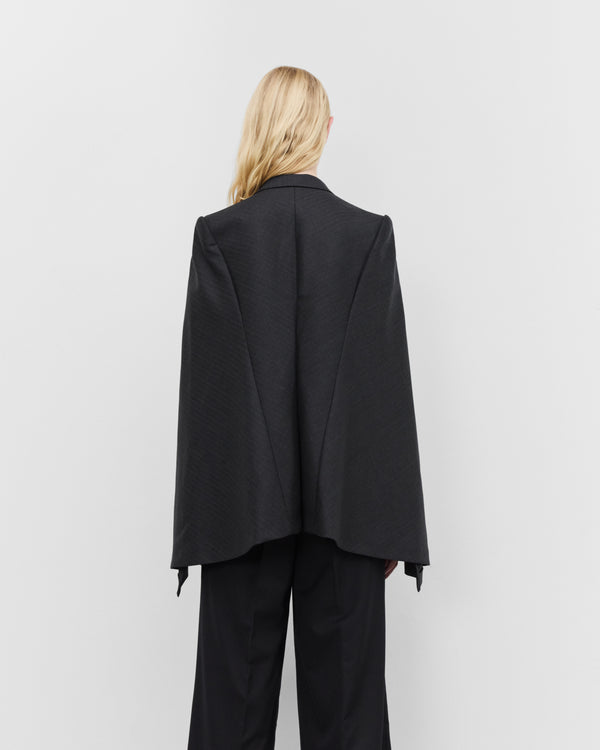 Junya Watanabe - Women's Cut Out Sleeve Blazer - (Charcoal Pin Stripe)
