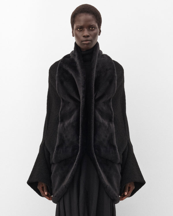 Junya Watanabe - Women's Draped Faxu Fur Coat - (Black)