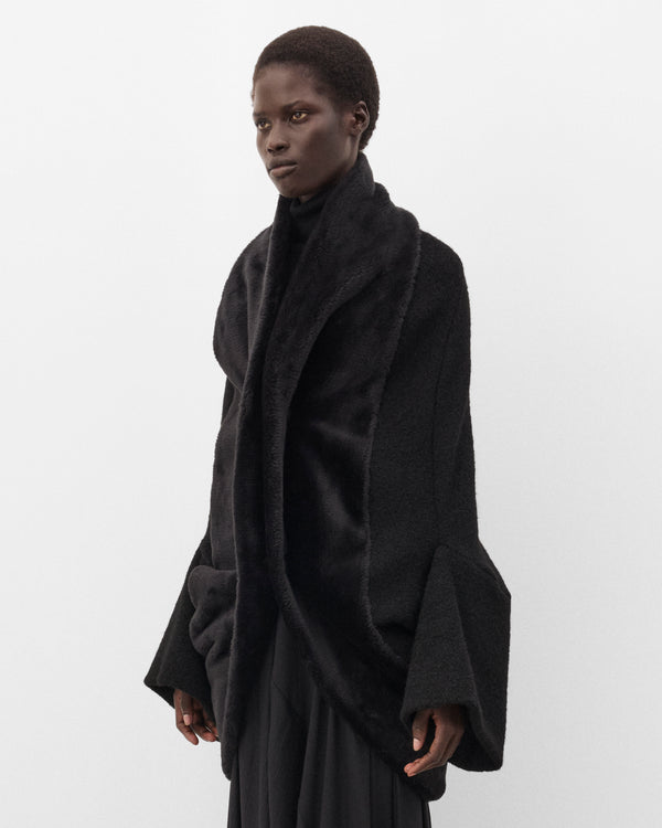 Junya Watanabe - Women's Draped Faxu Fur Coat - (Black)