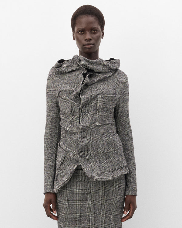 Junya Watanabe - Women's  Glen Check Sculpted Jacket - (Grey/Black))