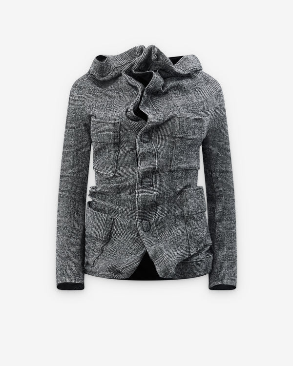 Junya Watanabe - Women's  Glen Check Sculpted Jacket - (Grey/Black))