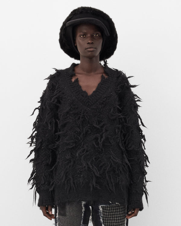 Junya Watanabe - Women's Distressed V-Neck Sweater - (Black)