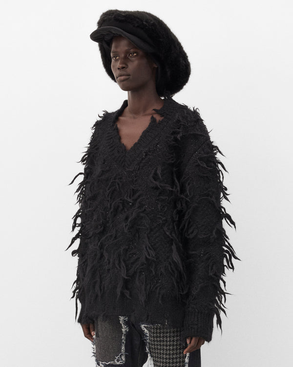 Junya Watanabe - Women's Distressed V-Neck Sweater - (Black)