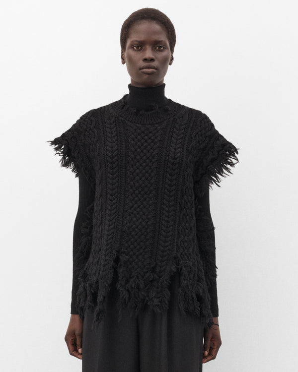 Junya Watanabe - Women's Distressed Cable Knit Vest - (Black)