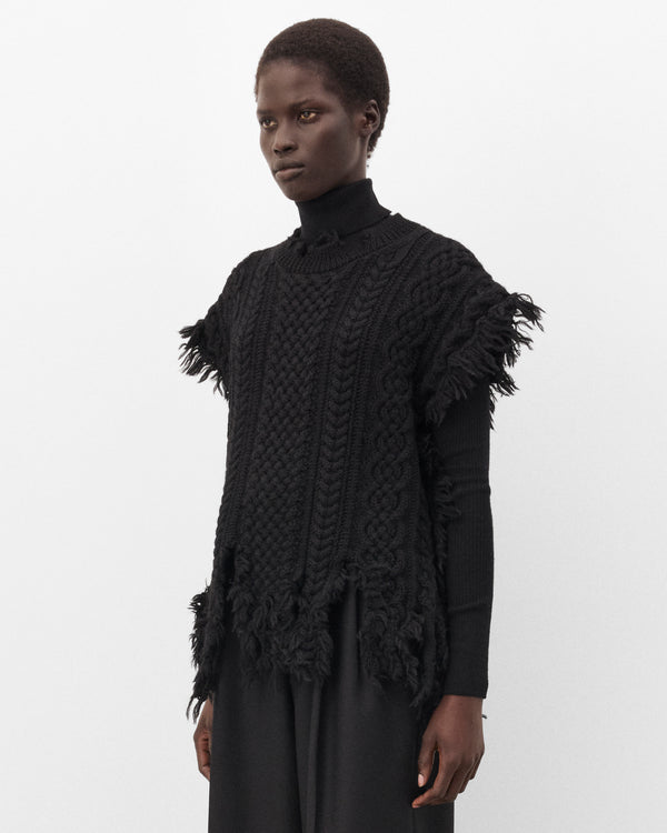 Junya Watanabe - Women's Distressed Cable Knit Vest - (Black)