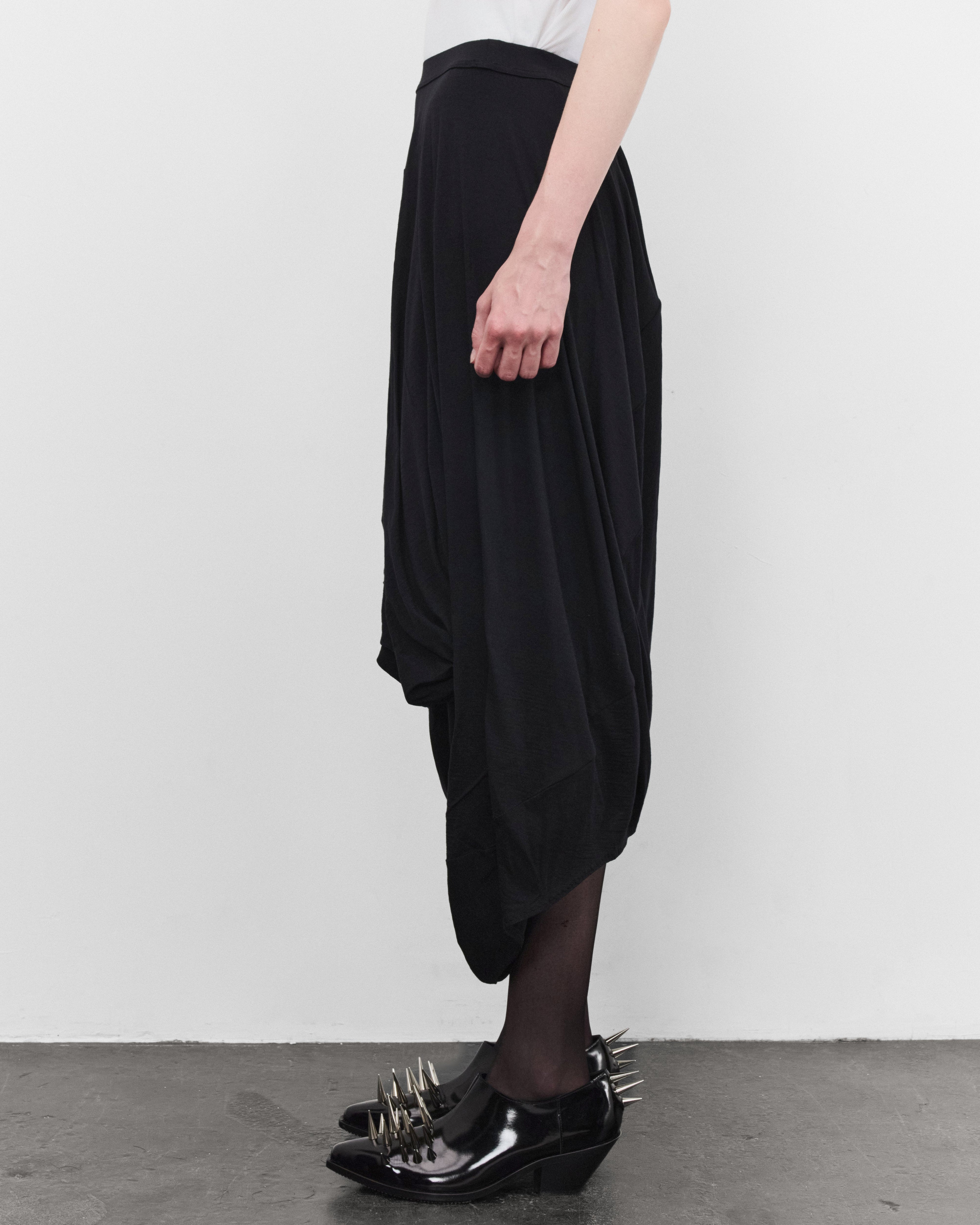 Junya Watanabe: Women's Draped Wool Skirt (Black) | Dover Street