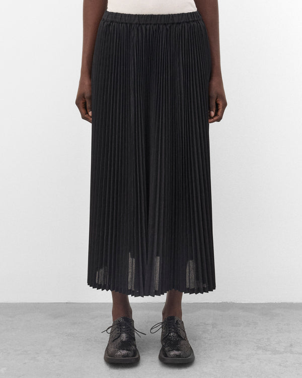 Junya Watanabe - Women's Pleated Midi Skirt - (Grey Pin Stripe)