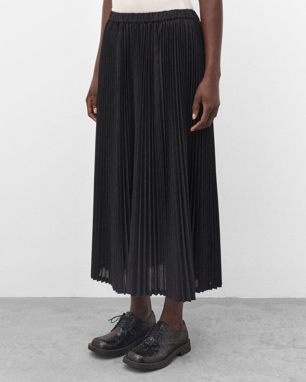 Junya Watanabe - Women's Pleated Midi Skirt - (Grey Pin Stripe)