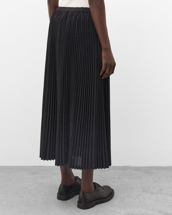 Junya Watanabe - Women's Pleated Midi Skirt - (Grey Pin Stripe)