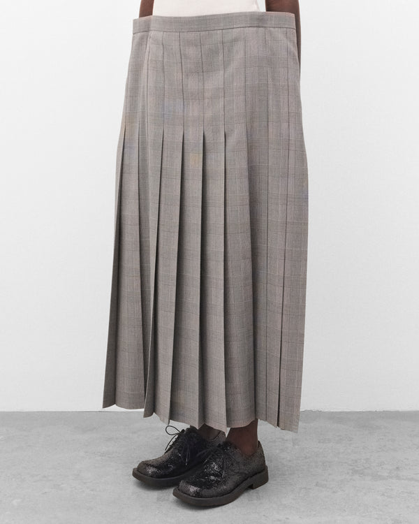 Junya Watanabe - Women's Pleated Glen Check Skirt - (Black/White)