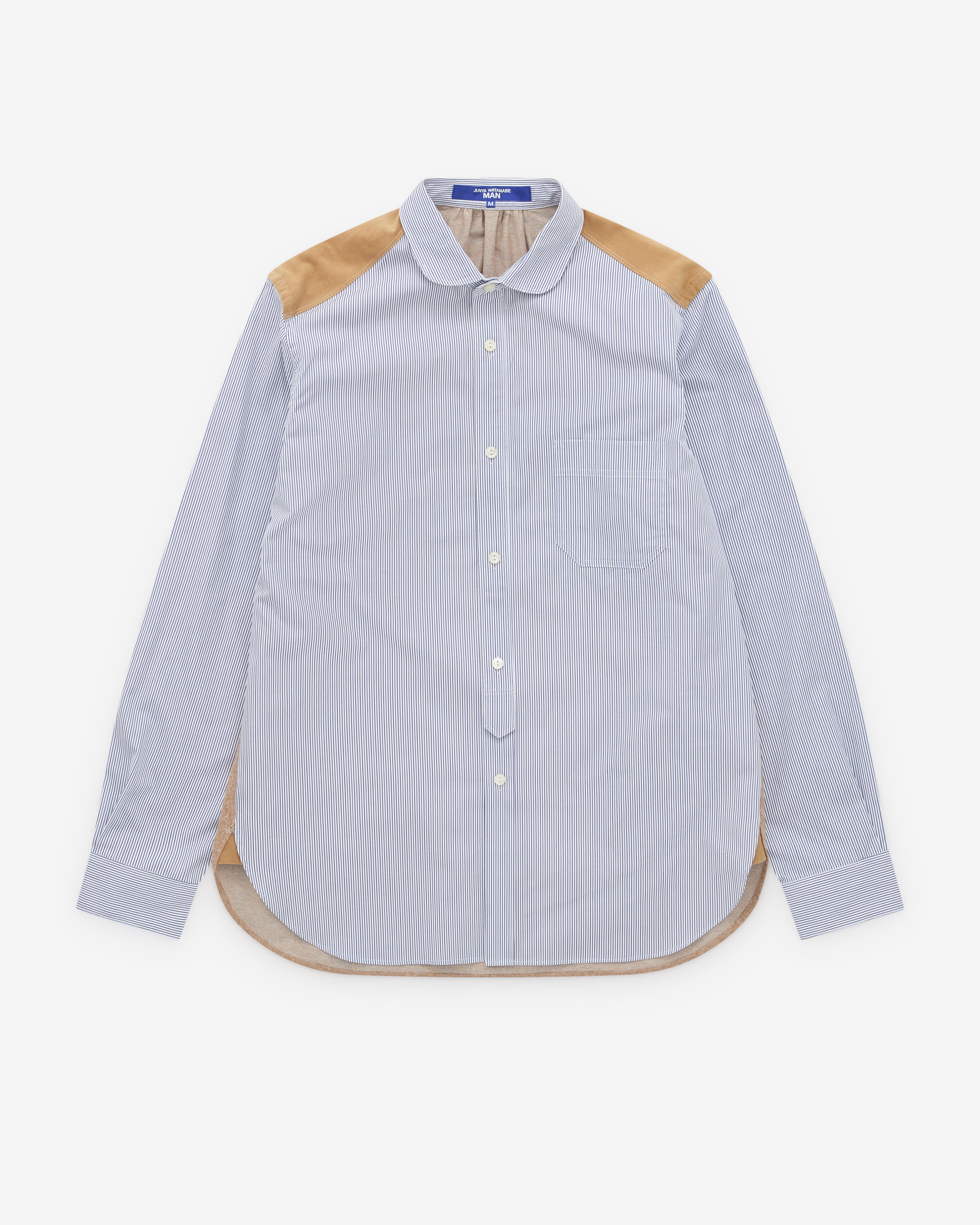 Junya Watanabe Man: Men's Pinstripe Shirt (Blue Stripe/Stone