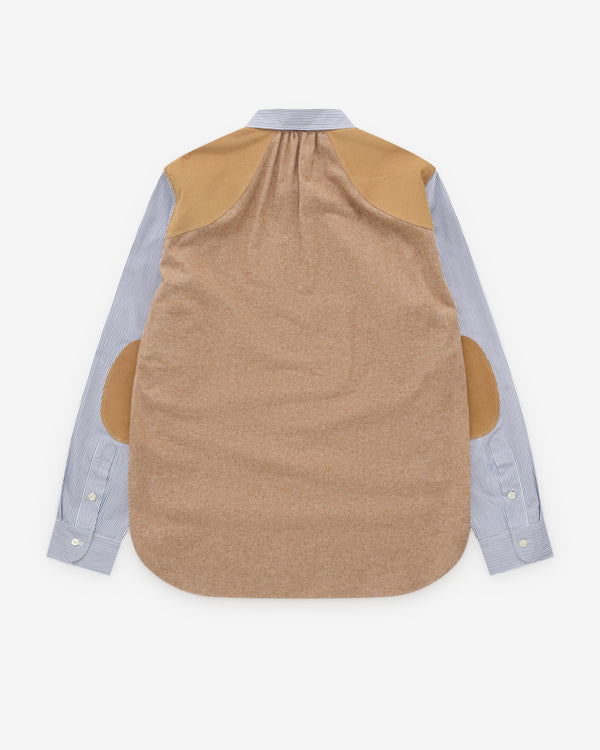 Junya Watanabe Man - Men's Pinstripe Shirt - (Blue Stripe/Stone)