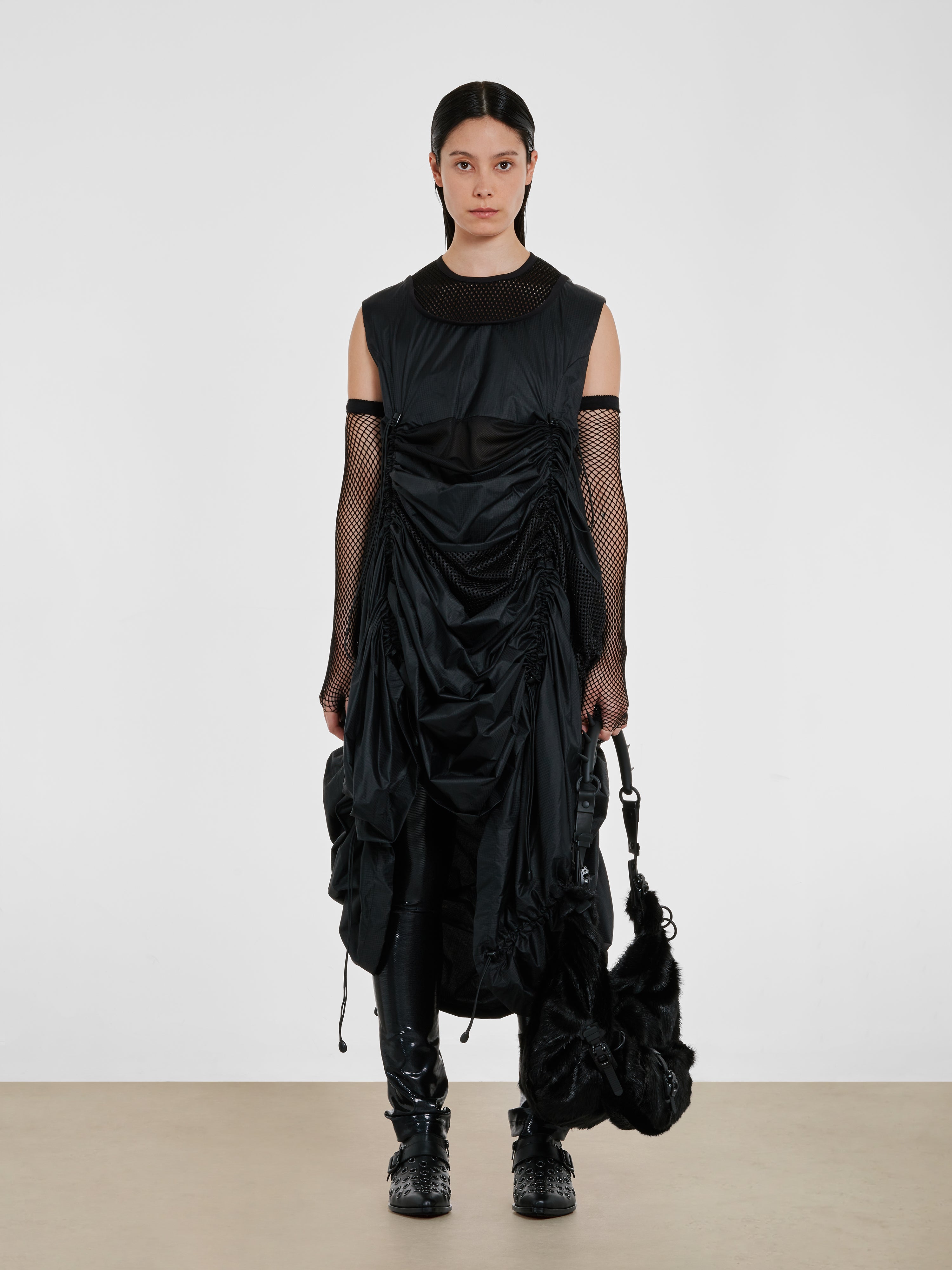 Junya Watanabe - Women's Layered Mesh Dress - (Black Mix) | Dover 