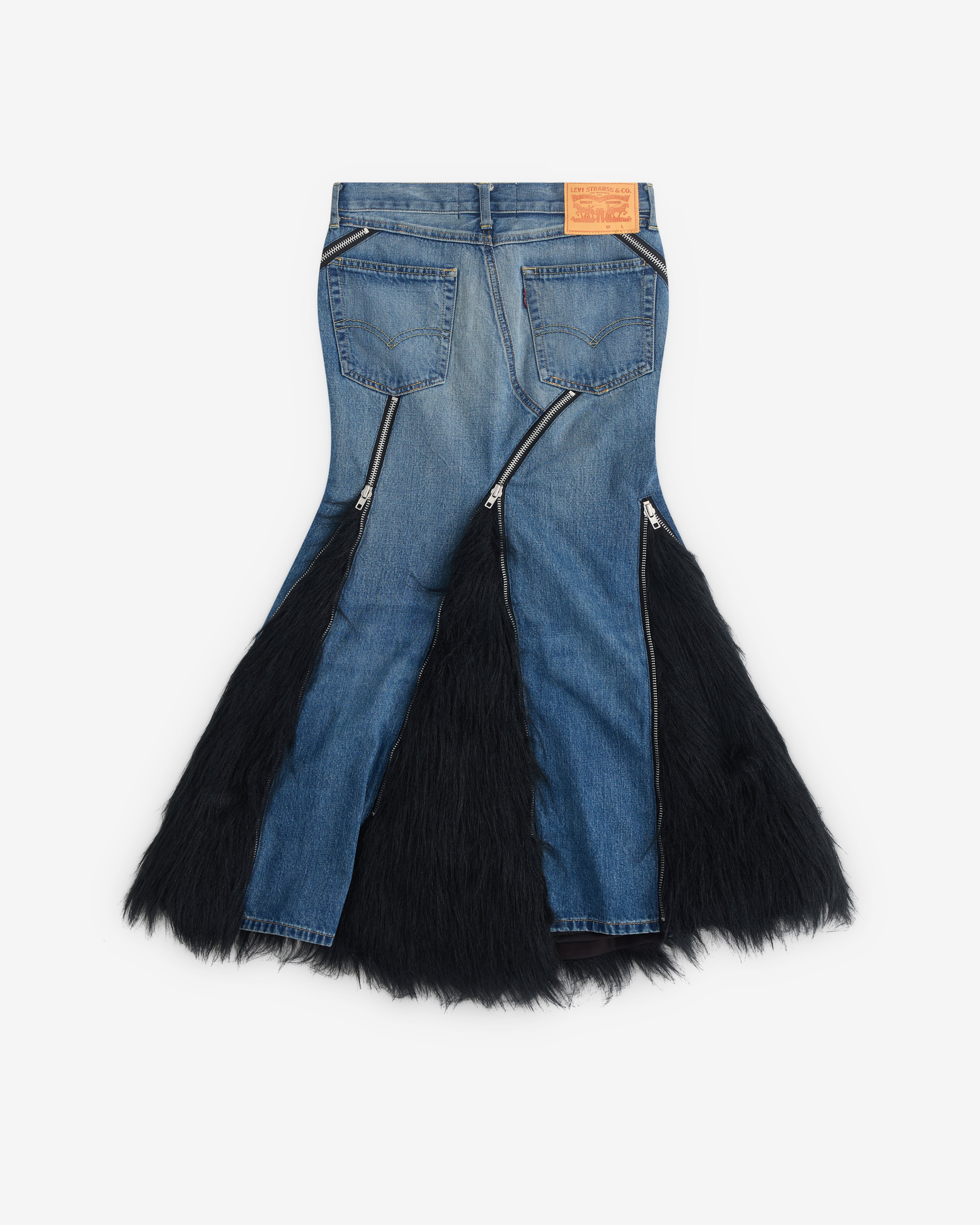 Junya Watanabe: Women's Levi's Faux Fur Panelled Skirt (Indigo
