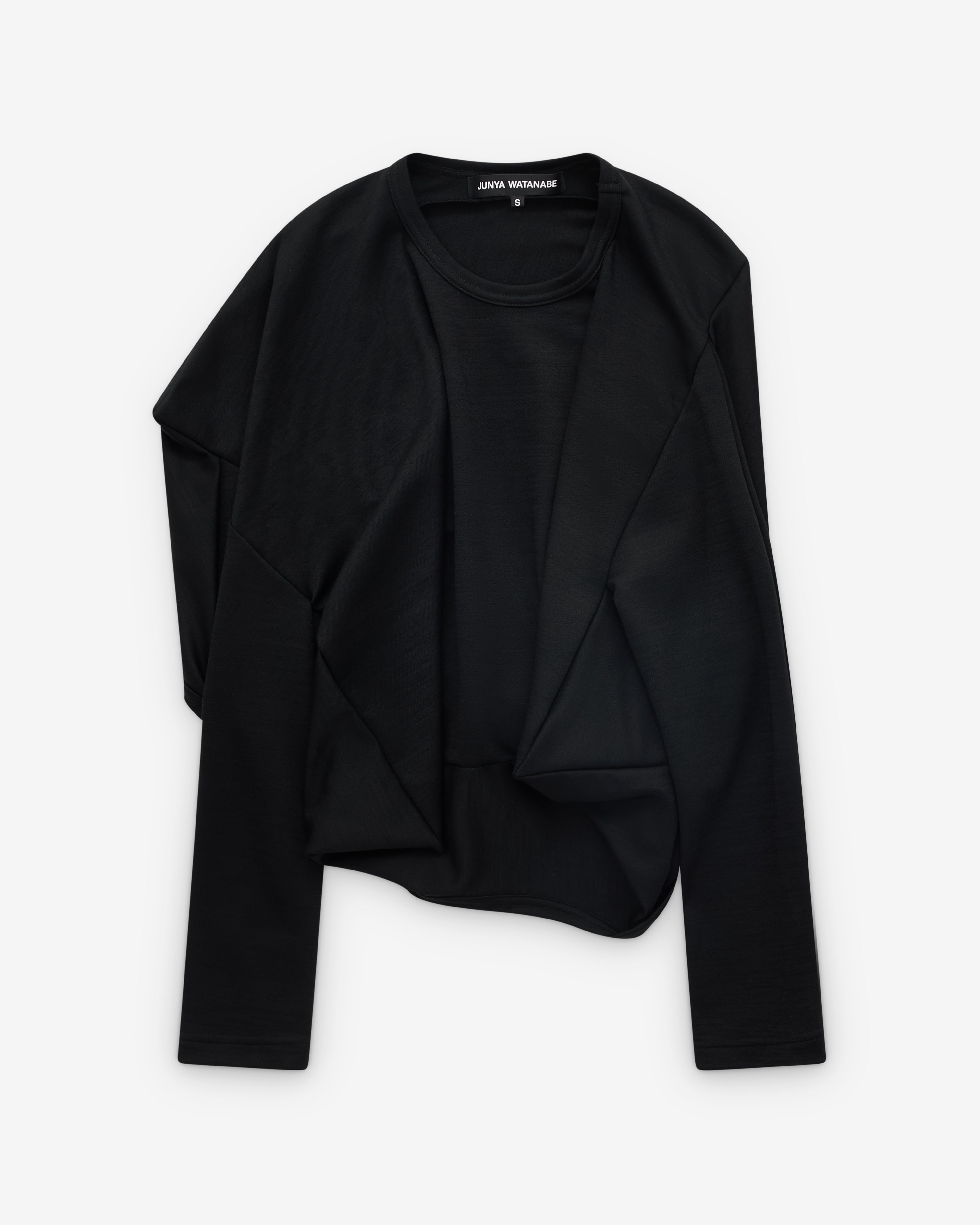 ざわざわ④ Junya Watanabe: Women's Angular Long Sleeve T-Shirt (Black