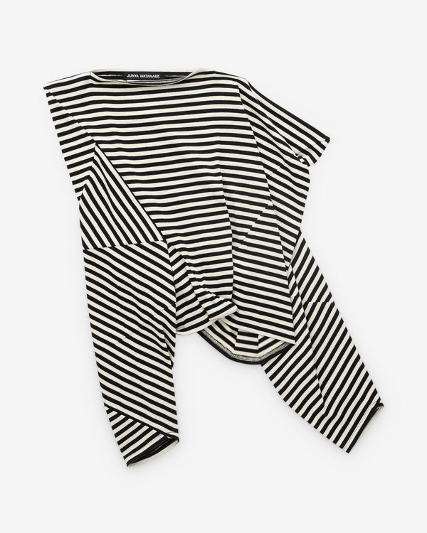 Junya Watanabe - Women’s Striped Angular Long Sleeve T-Shirt - (Black/White)