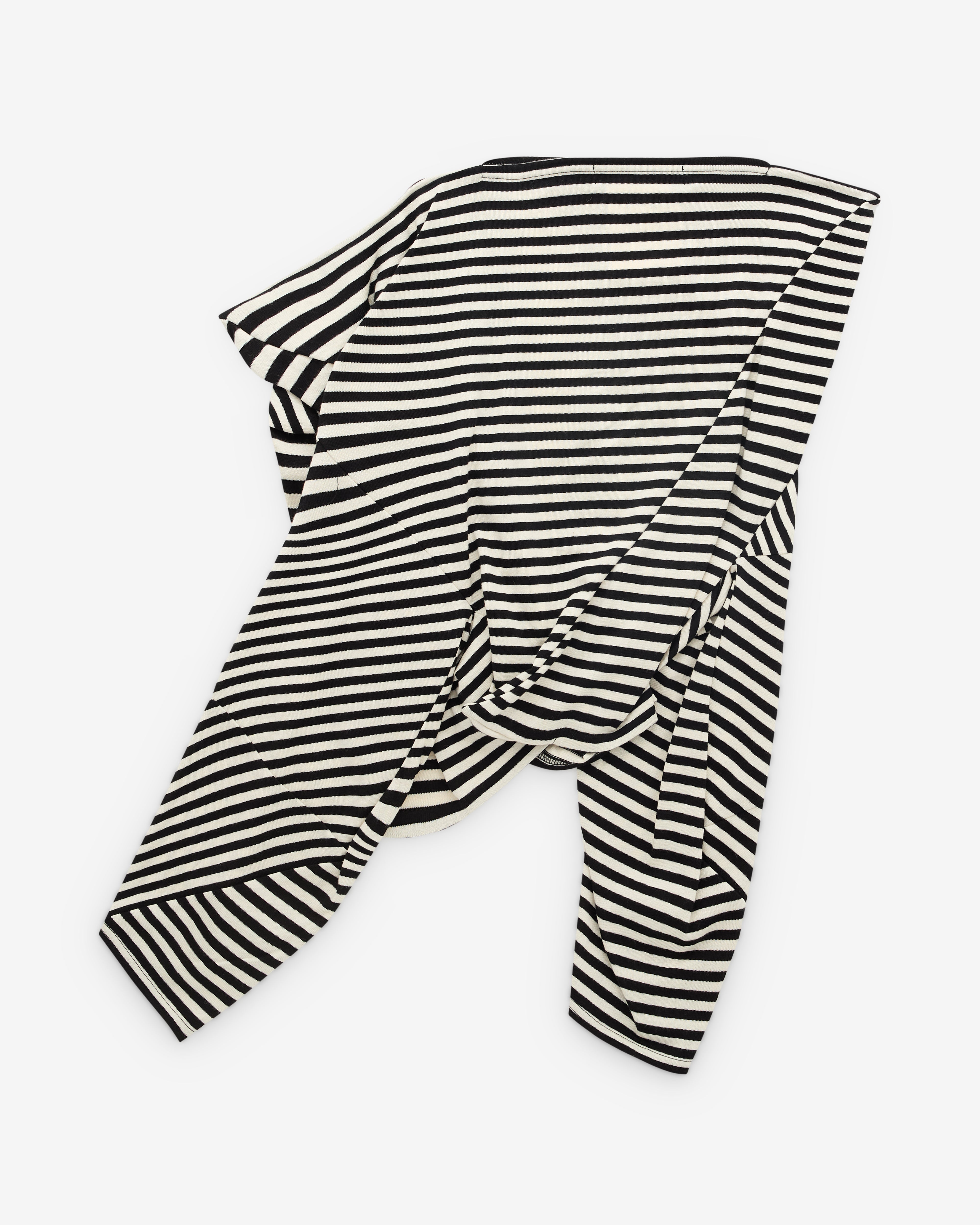 Junya Watanabe: Women's Striped Angular Long Sleeve T-Shirt (Black