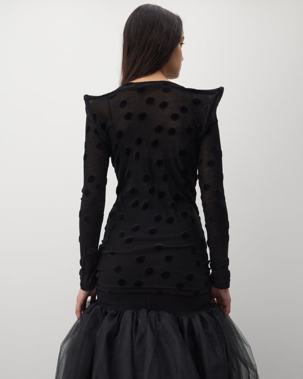 Junya Watanabe - Women's Polka Dot Longsleeve Top - (Black)