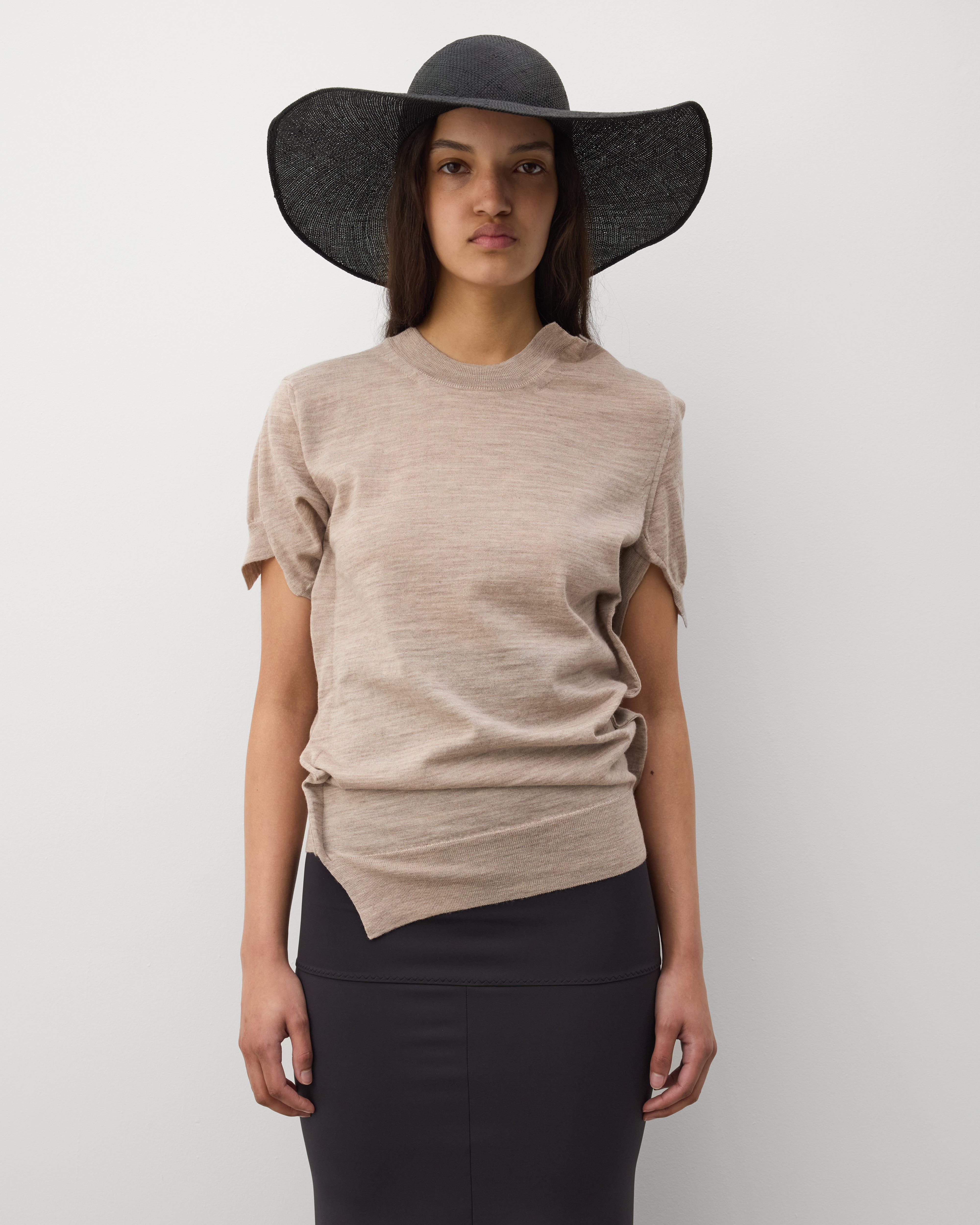 Junya Watanabe: Women's Asymmetric Knit Sweater (Beige) | Dover