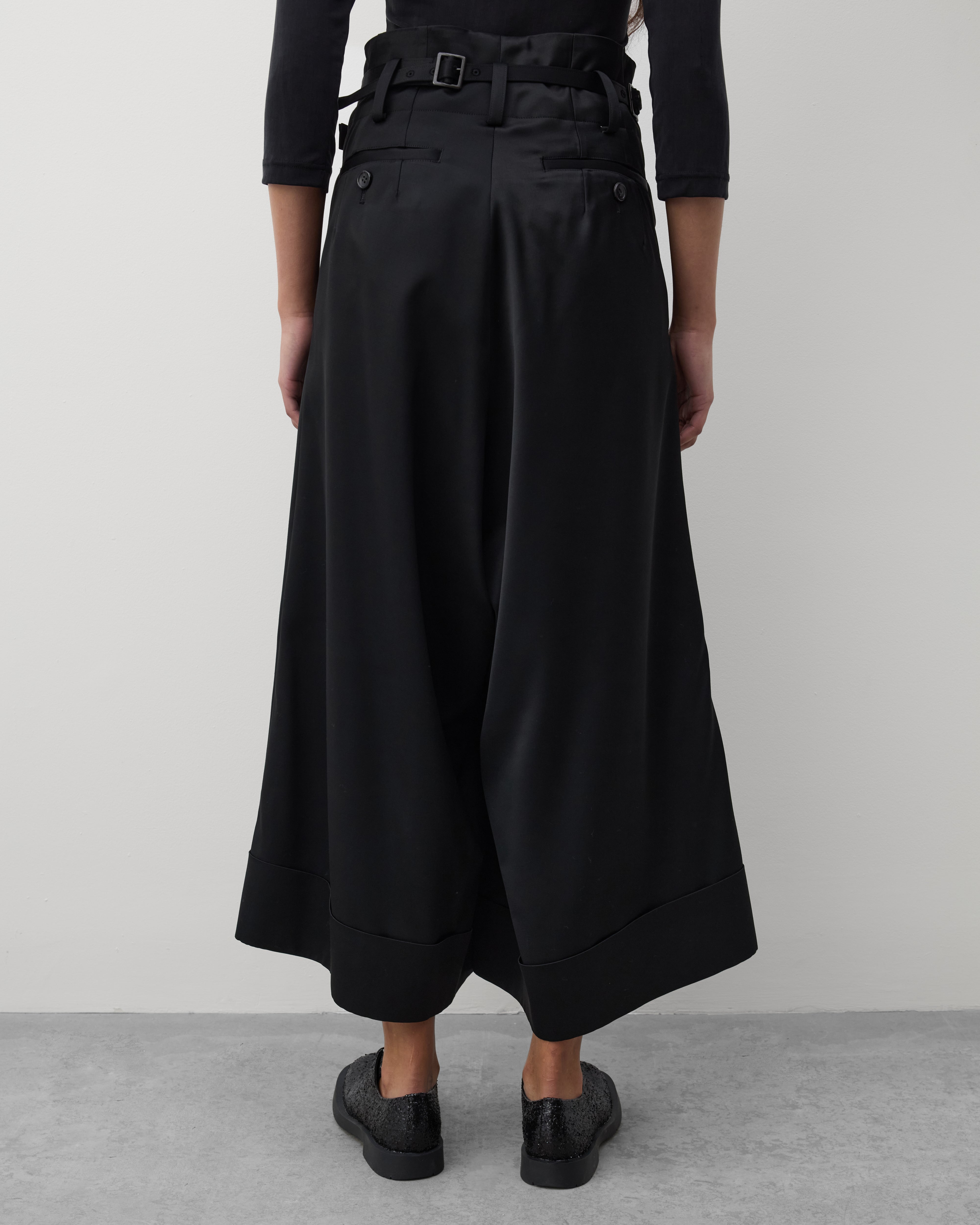 Junya Watanabe: Women's Pleated Cuffed Trousers (Black) | Dover