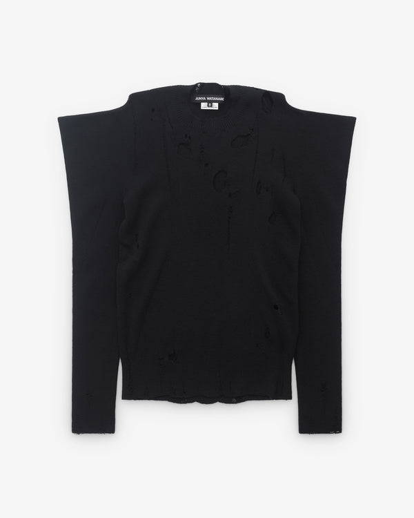 Junya Watanabe - Women’s Distressed Long Sleeve Knit Sweater - (Black)