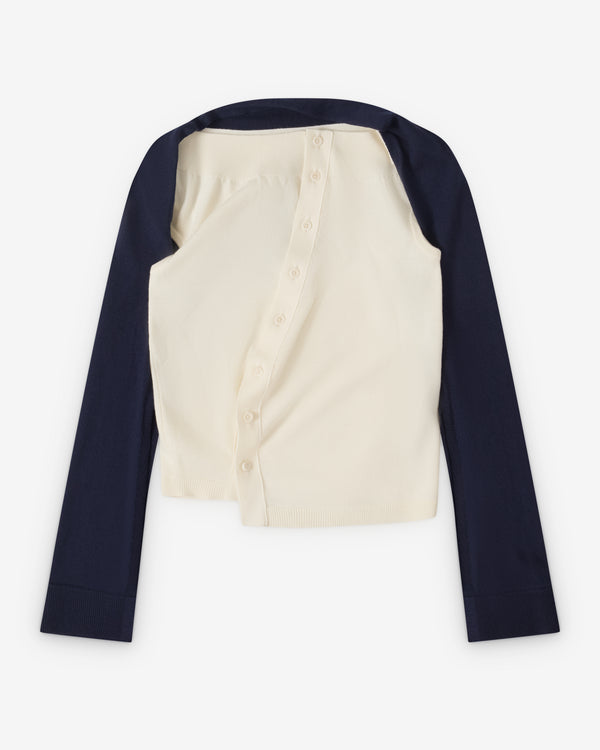 JW Anderson  - Women's Off Shoulder Tank Top - (Off White/Navy)