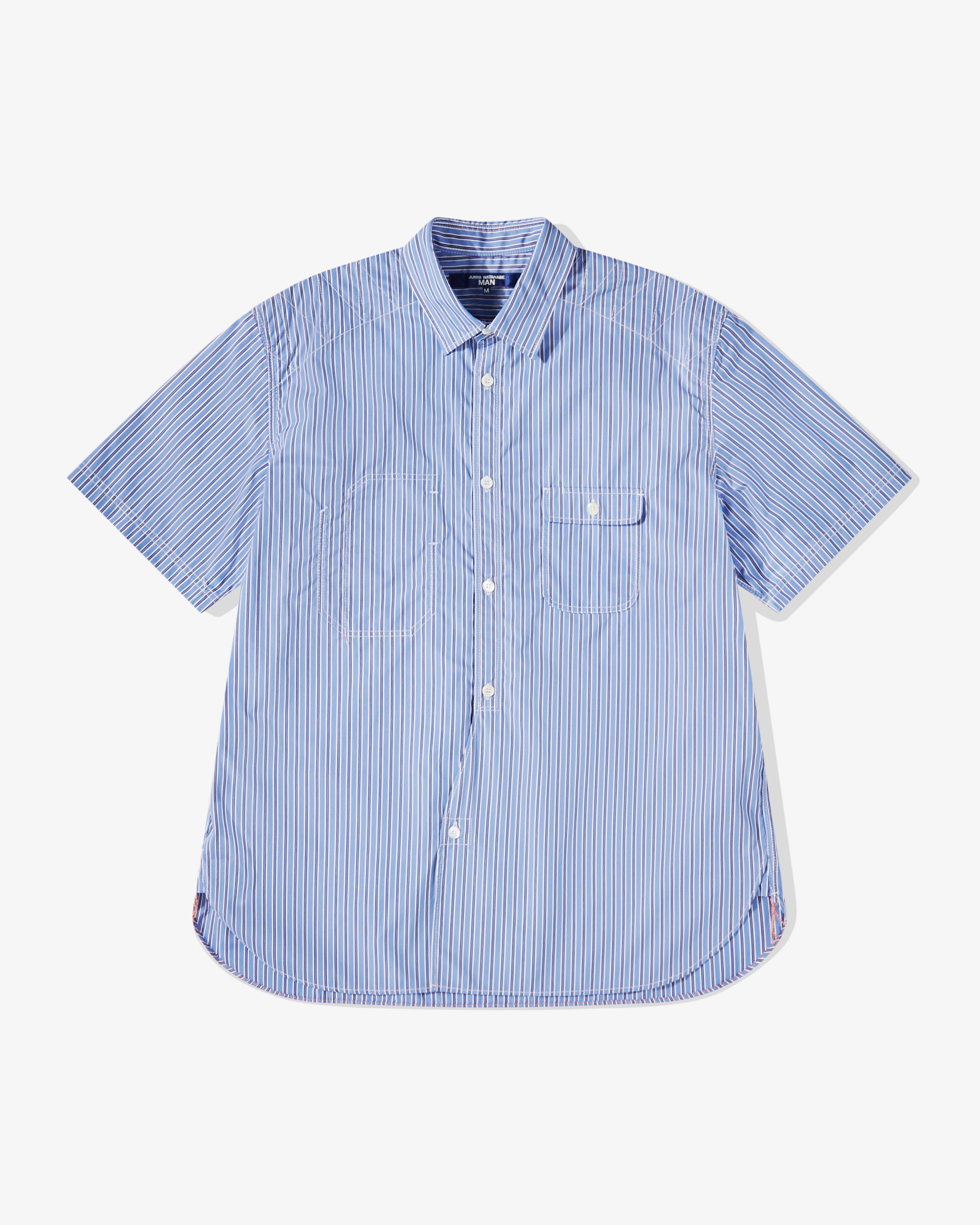 Junya Watanabe MAN: Men's Cotton Short Sleeve Shirt (Saxon/White 
