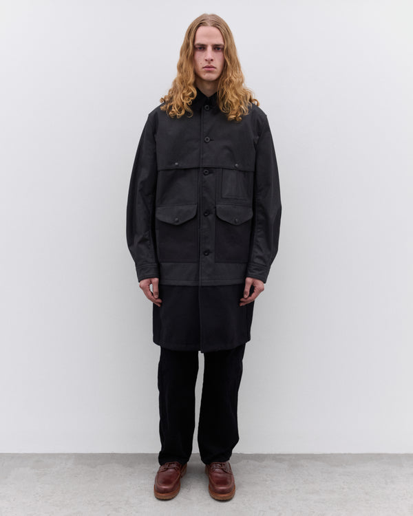 Junya Watanabe Man - Filson Men's Wool Flannel x Leather Long Coat - (Black)