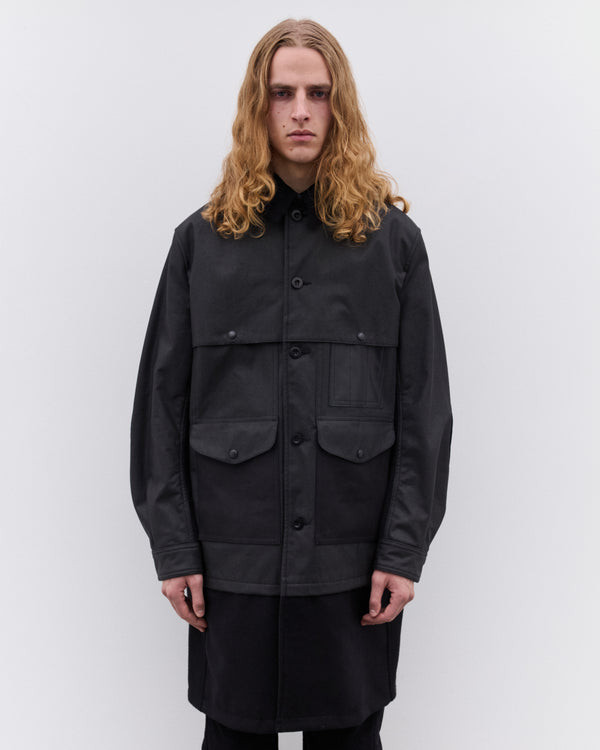 Junya Watanabe Man - Filson Men's Wool Flannel x Leather Long Coat - (Black)