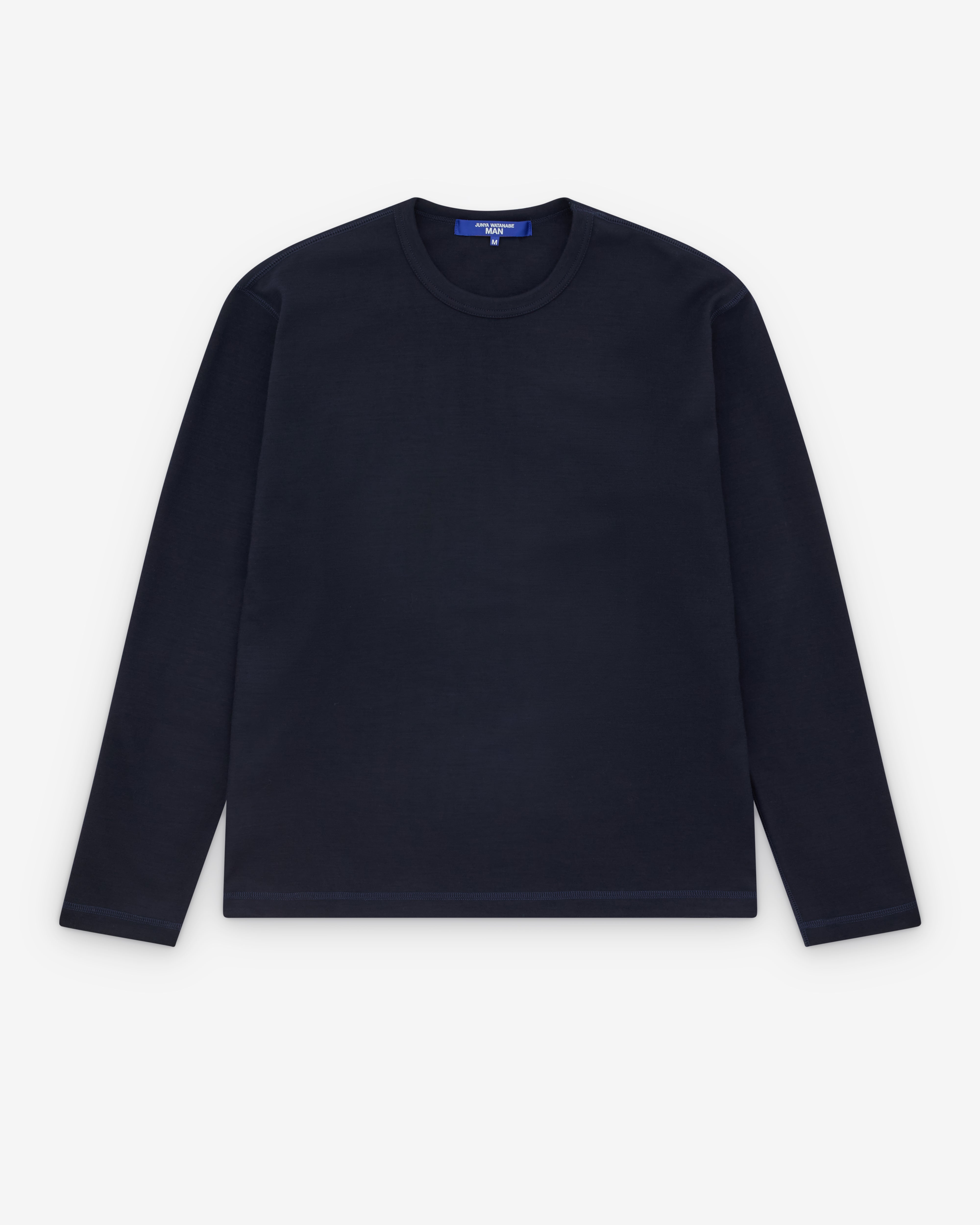 Junya Watanabe Man: Men's Wool Long Sleeve T-Shirt (Navy) | DSML E