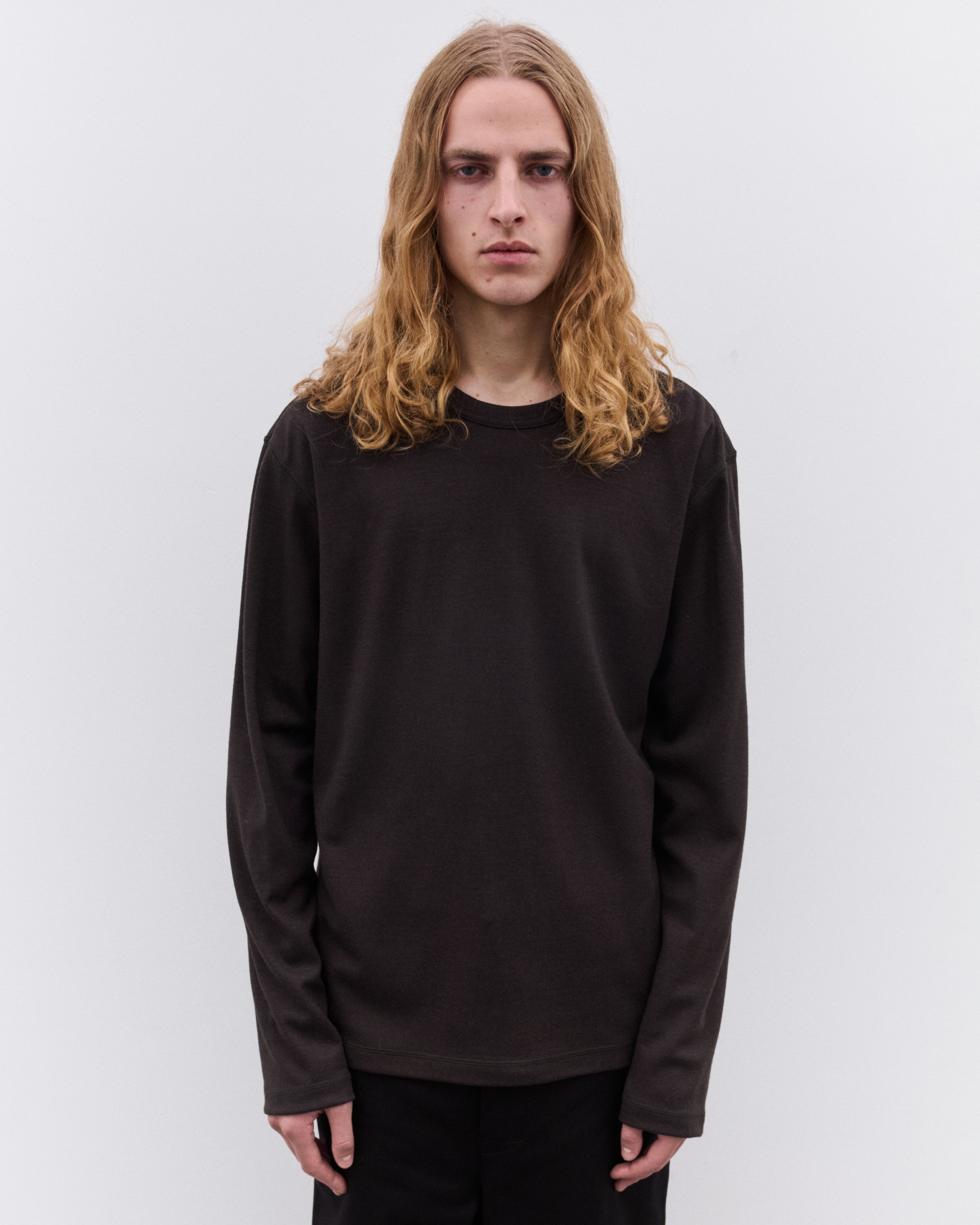 Junya Watanabe Man: Men's Wool Long Sleeve T-Shirt (Brown) | DSML