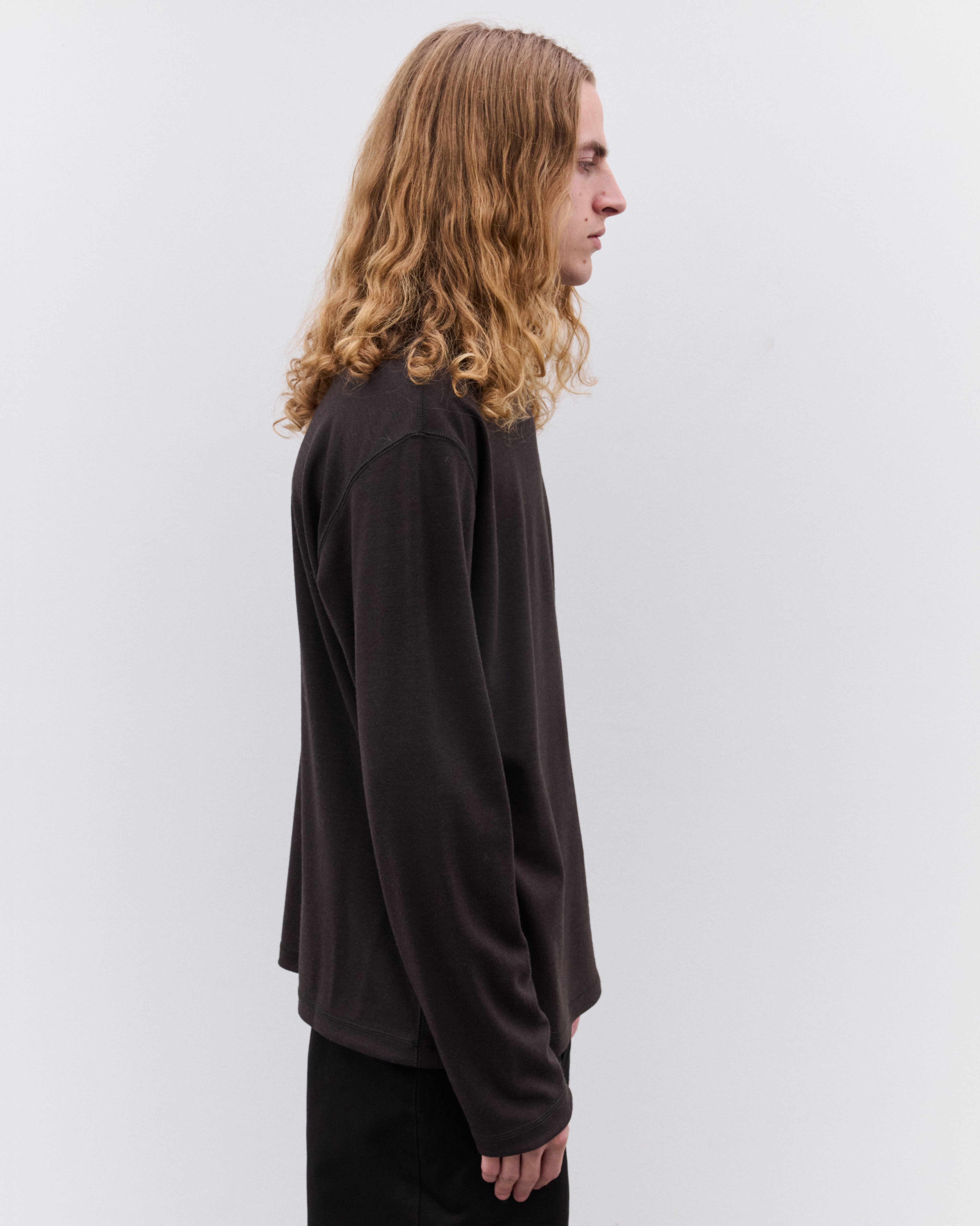Junya Watanabe Man: Men's Wool Long Sleeve T-Shirt (Brown) | DSML