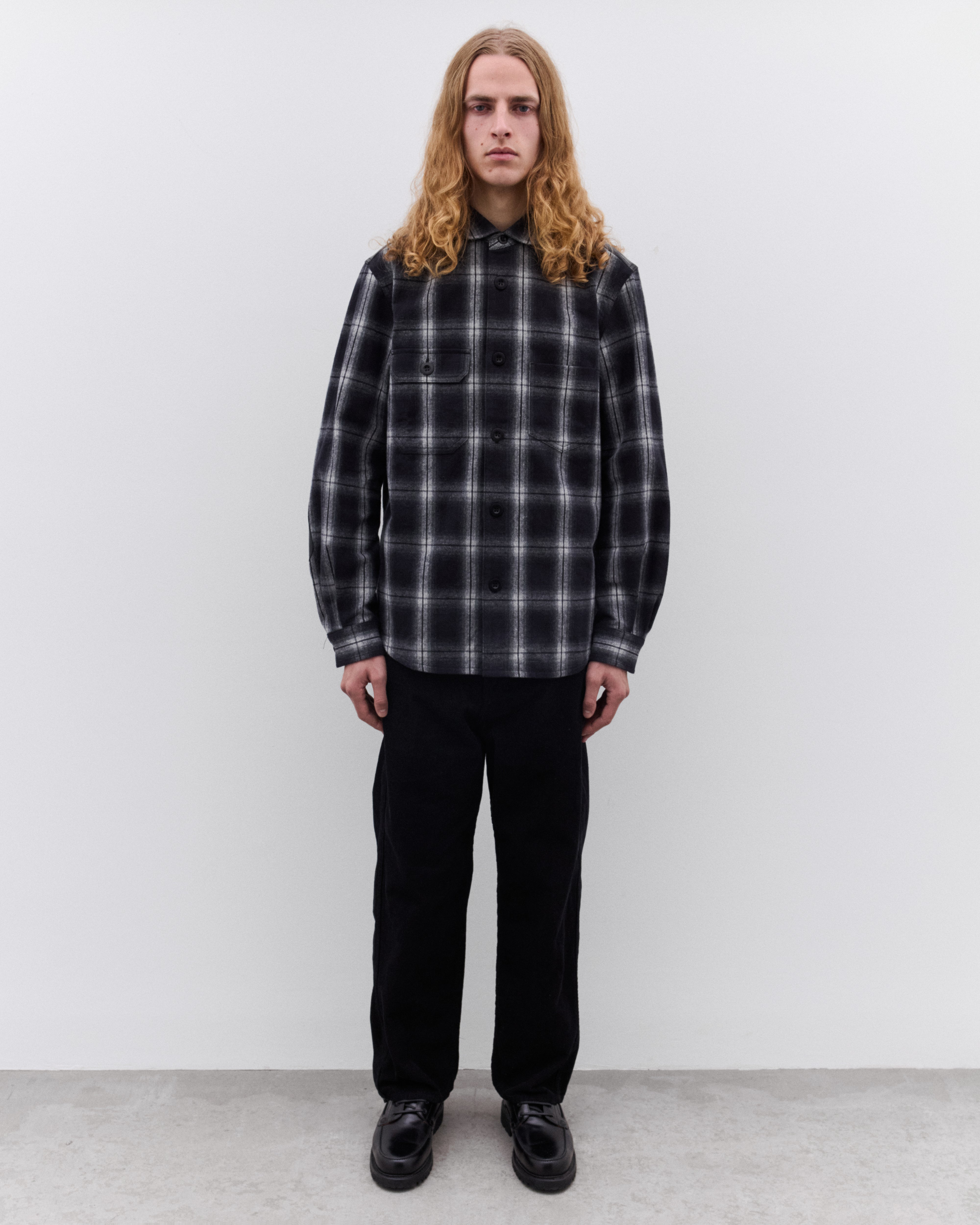 Junya Watanabe Man: Men's Check Panelled Shirt (Black/White