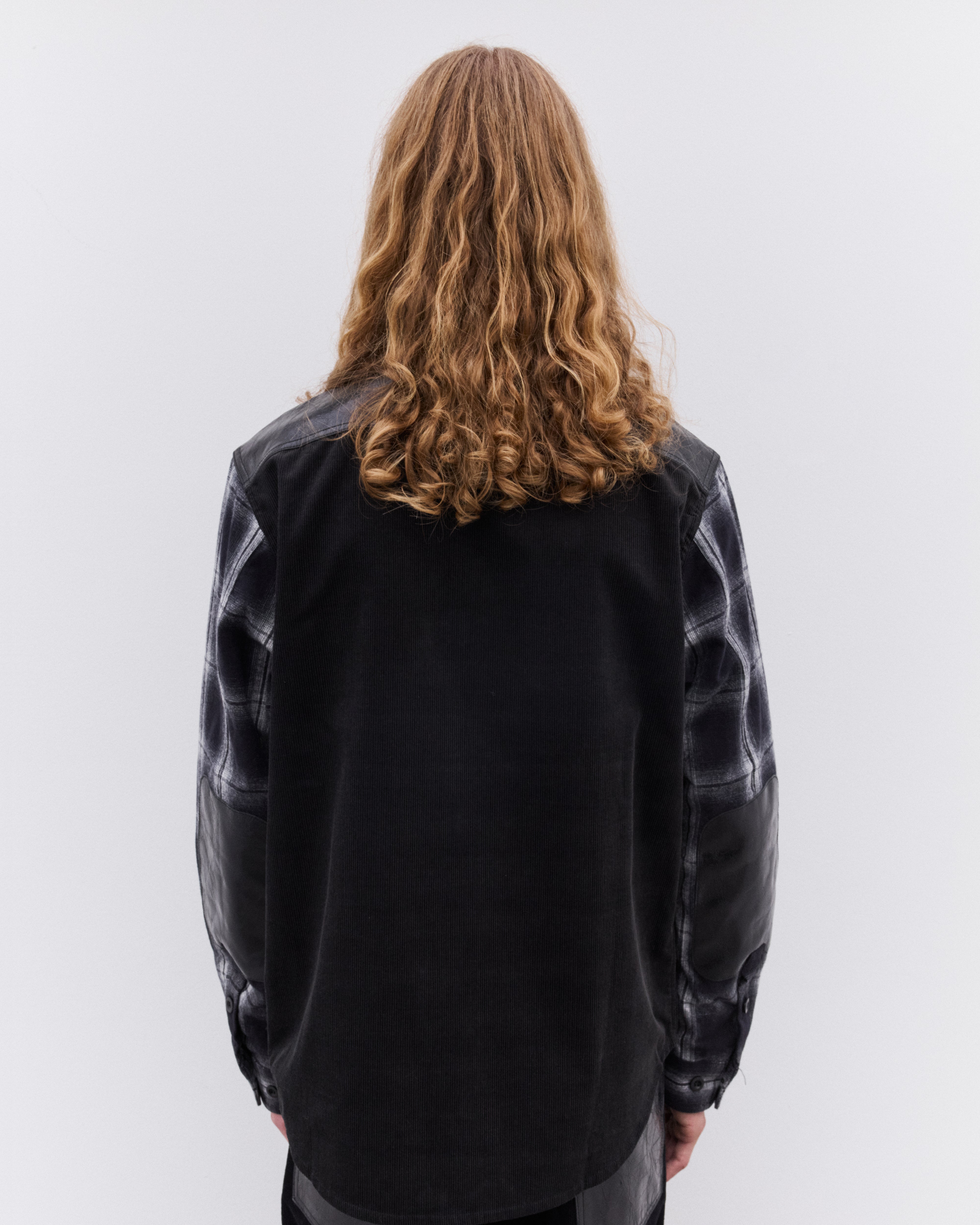 Junya Watanabe Man: Men's Check Panelled Shirt (Black/White