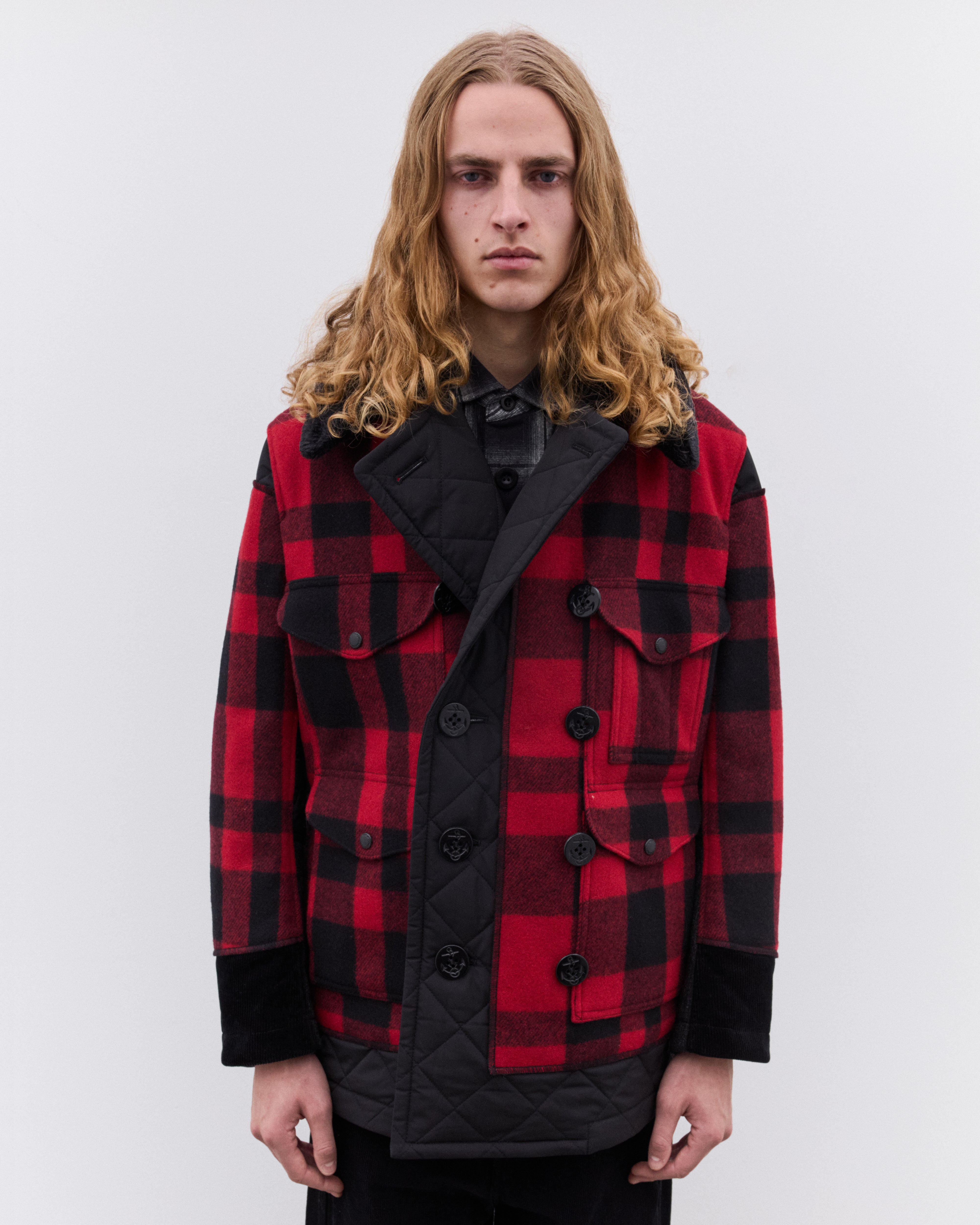 Junya Watanabe Man: Filson Men's Mackinaw Wool Quilted Jacket (Red