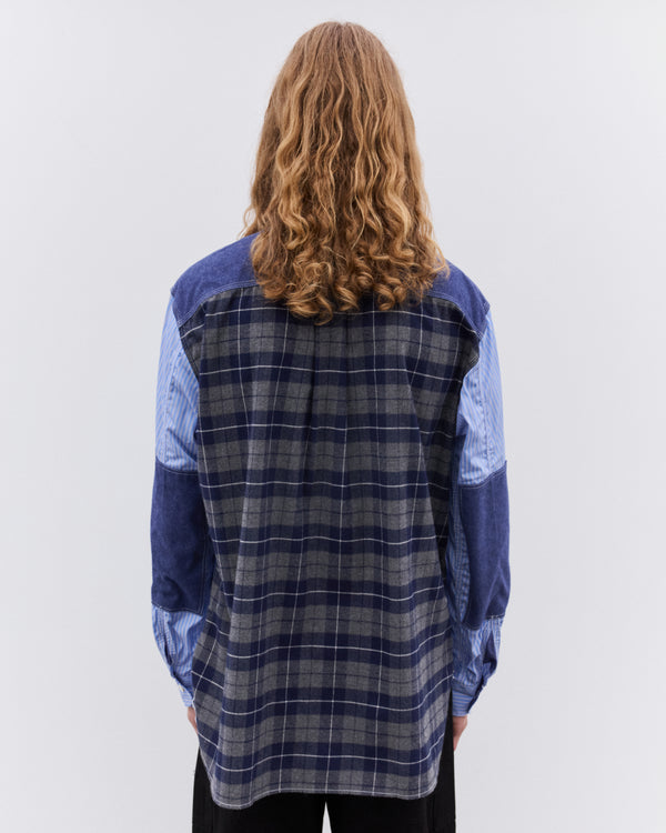 Junya Watanabe Man - Men’s Striped and Check Shirt - (Blue)