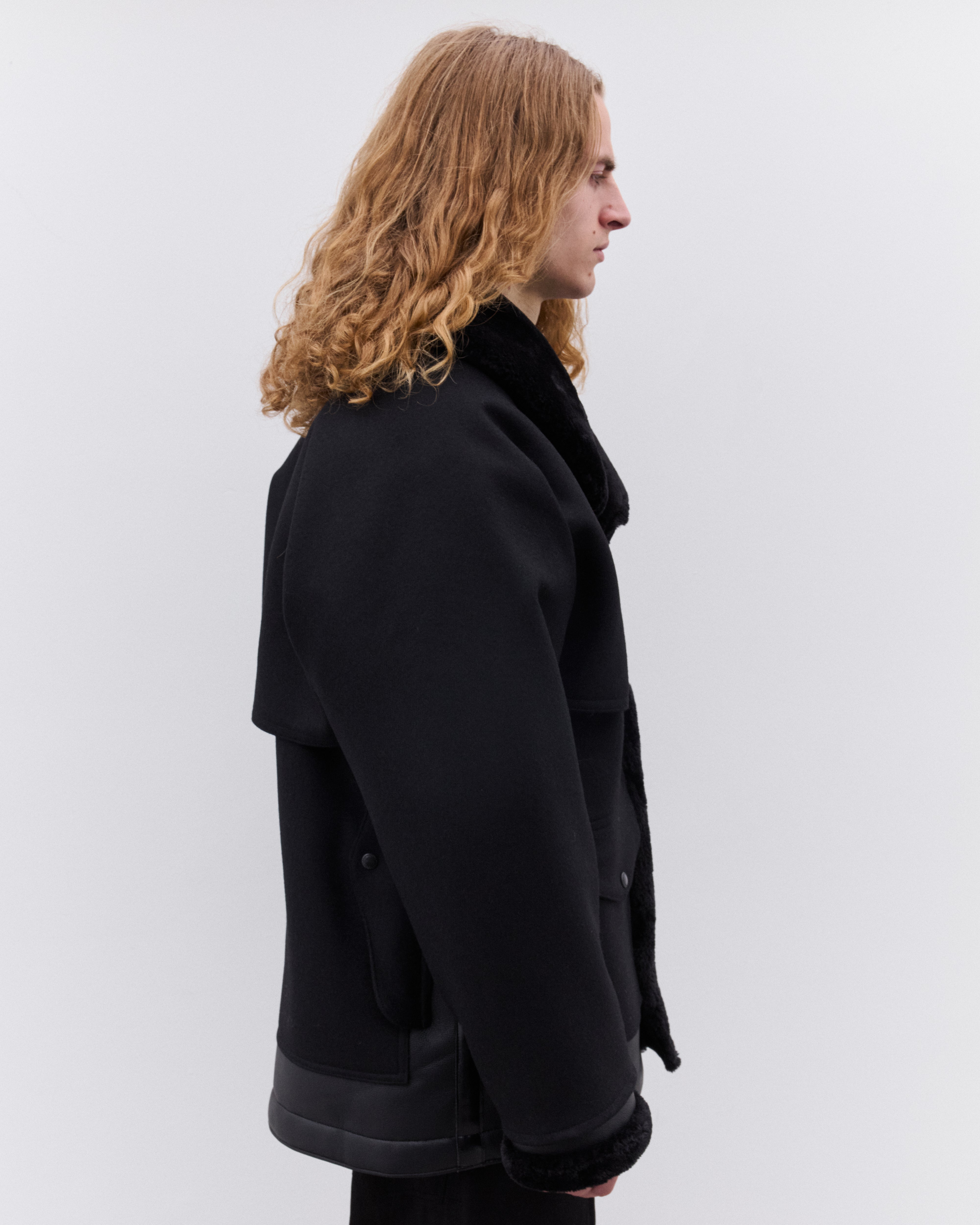 Junya Watanabe Man: Men's Shawl Collar Coat (Black) | Dover Street